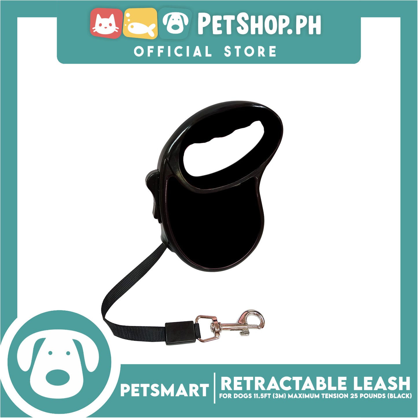 Retractable Leash for Dogs 11.5ft (3M) Maximum Tension 25pounds (Black)