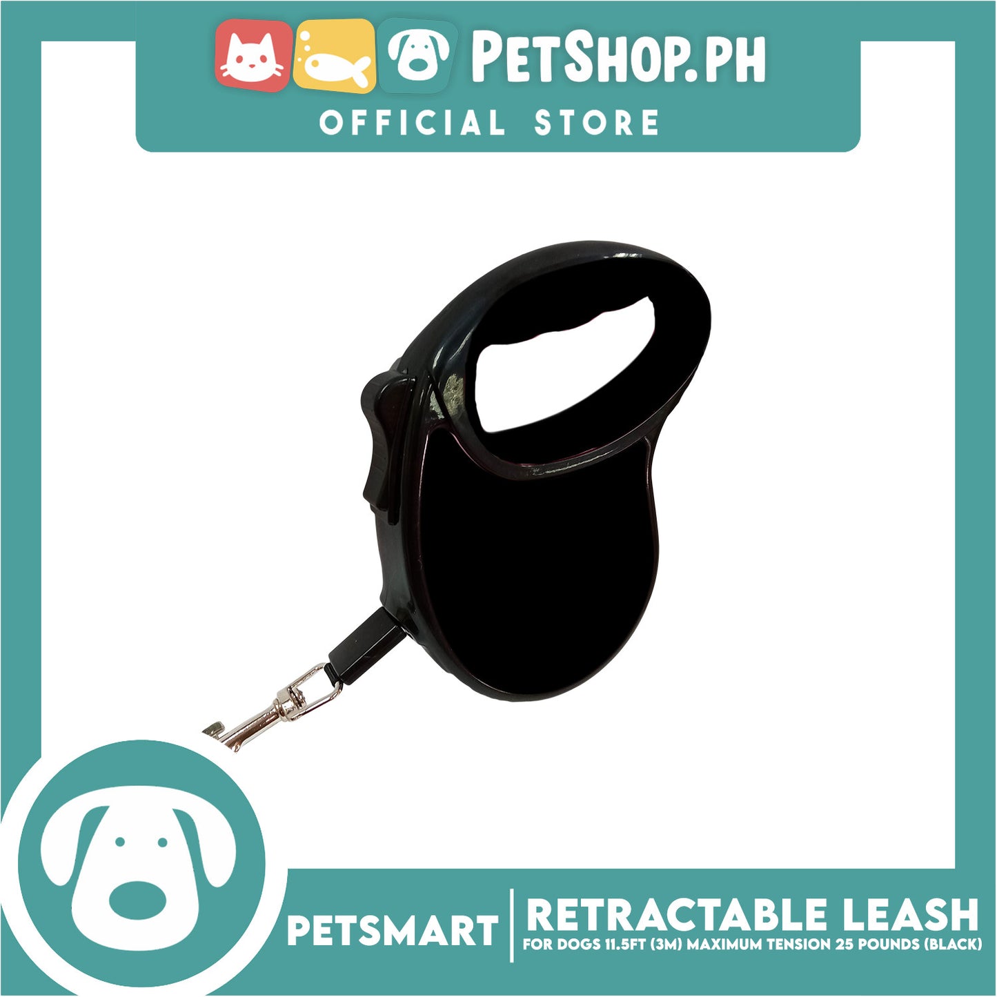 Retractable Leash for Dogs 11.5ft (3M) Maximum Tension 25pounds (Black)