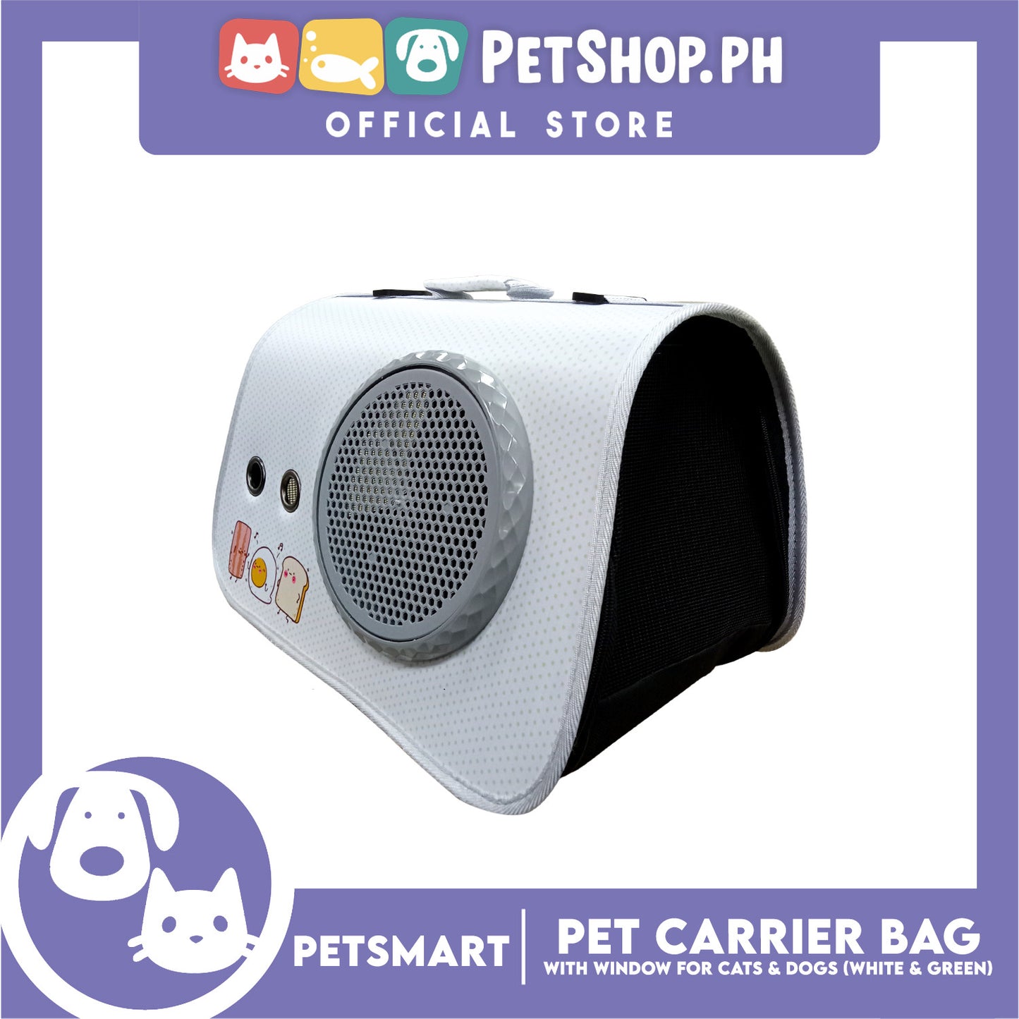 Pet Bag Carrier with Window for Cats and Dogs (White and Green) 40cm x 27cm x 27cm