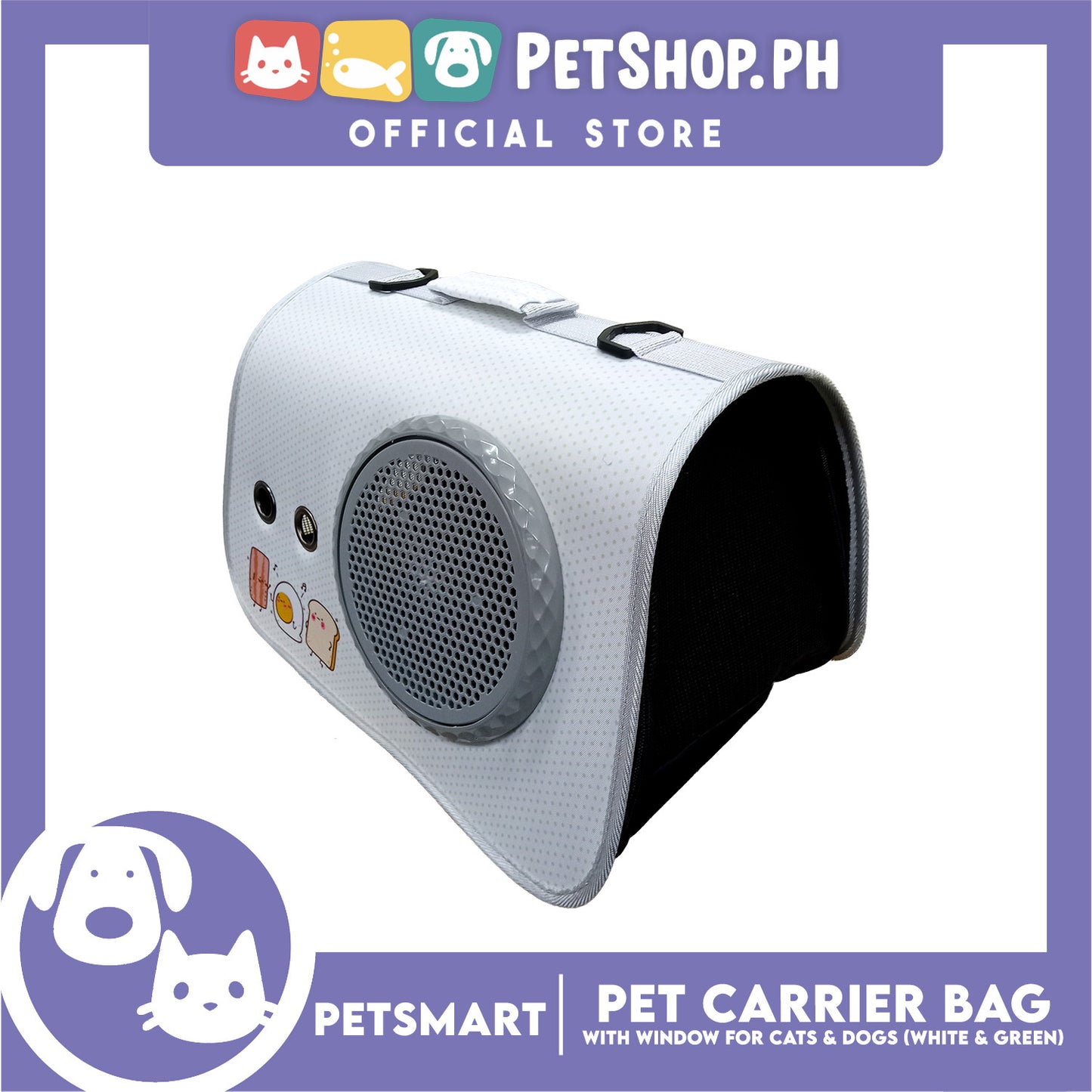 Pet Bag Carrier with Window for Cats and Dogs (White and Green) 40cm x 27cm x 27cm