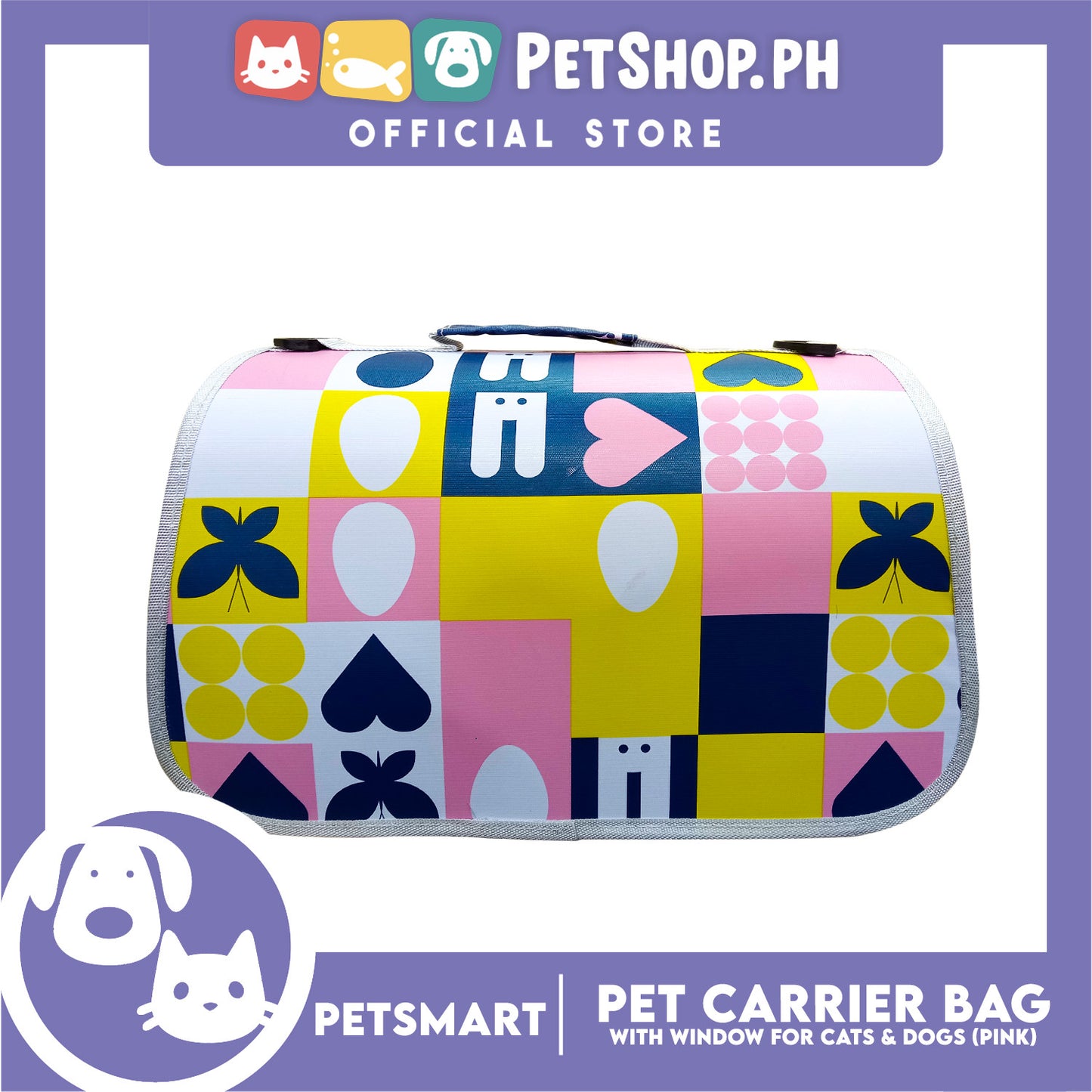 Pet Bag Carrier with Window for Cats and Dogs (Pink) 40cm x 27cm x 27cm