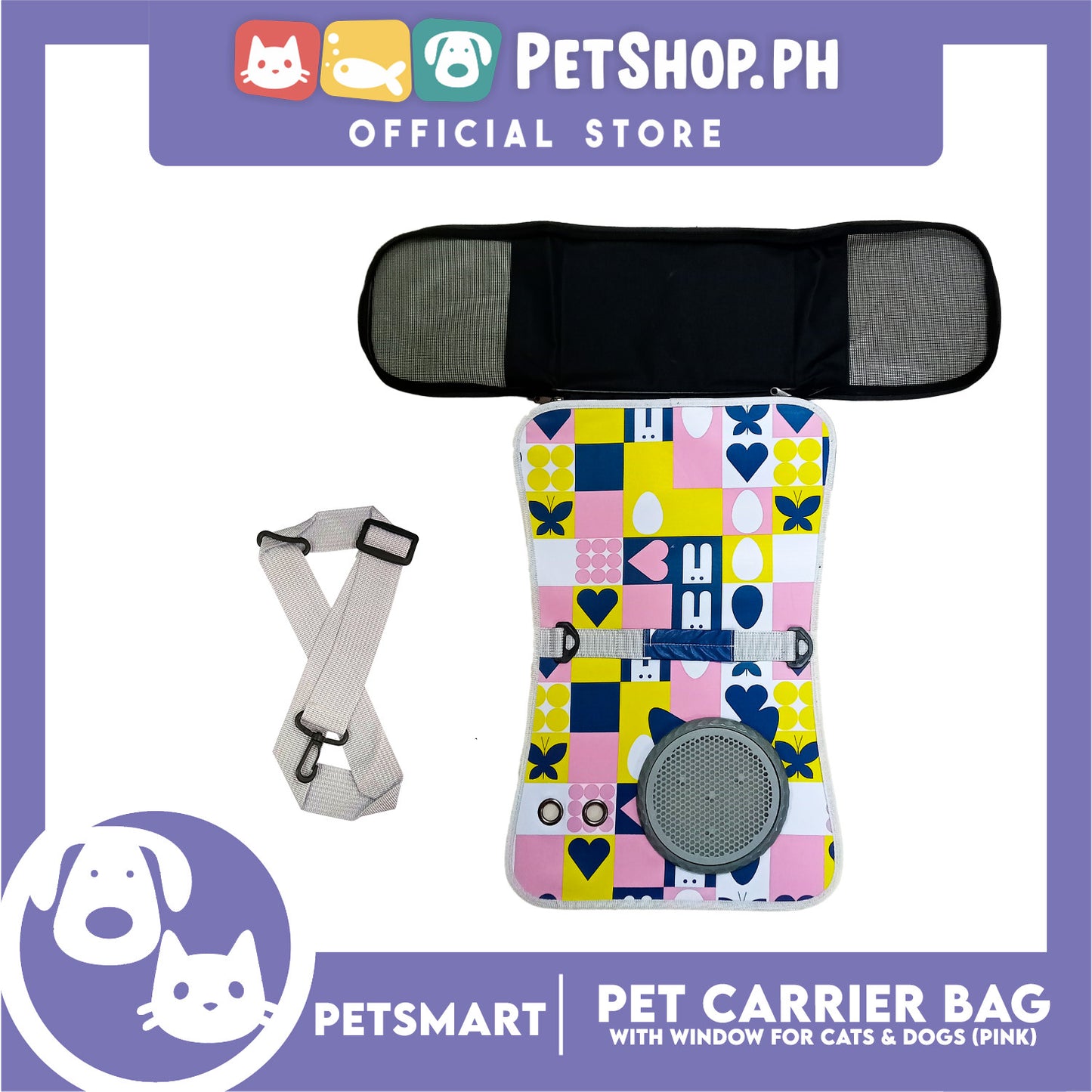 Pet Bag Carrier with Window for Cats and Dogs (Pink) 40cm x 27cm x 27cm