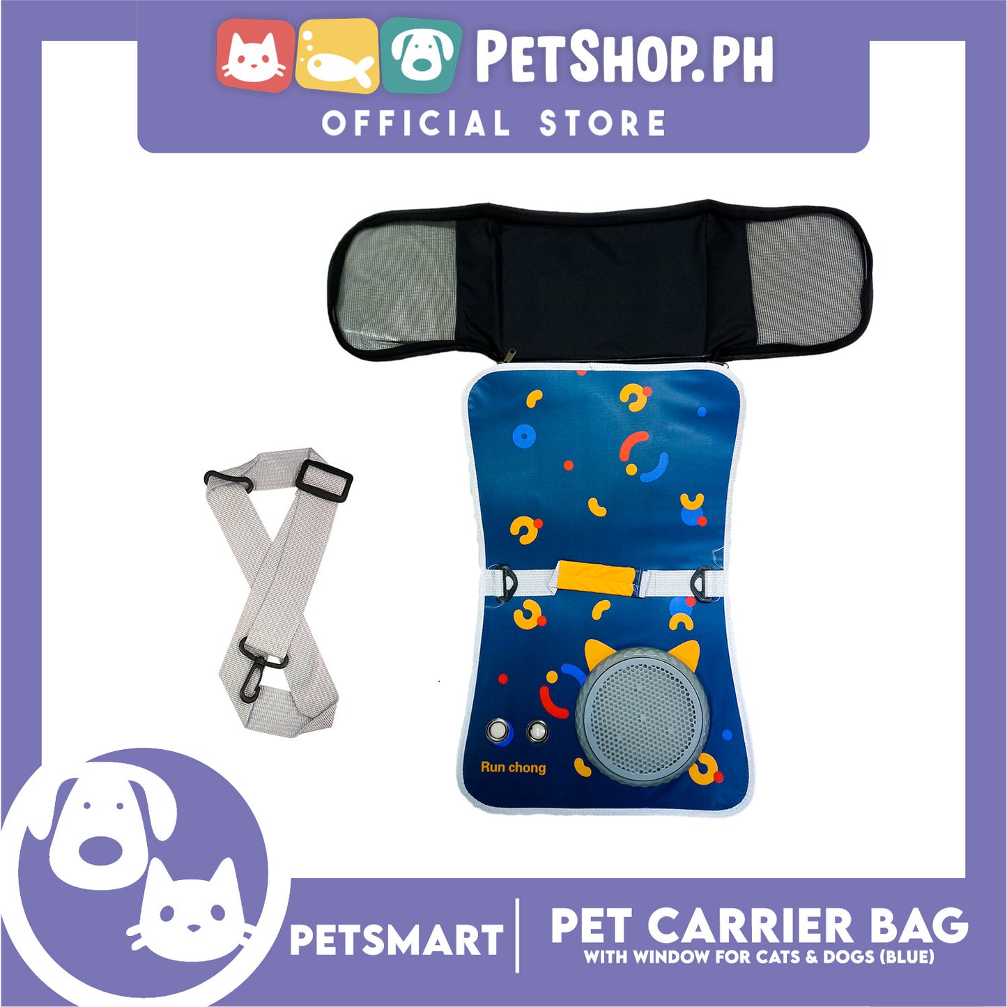 Pet Bag Carrier with Window for Cats and Dogs (Blue) 40cm x 27cm x 27cm