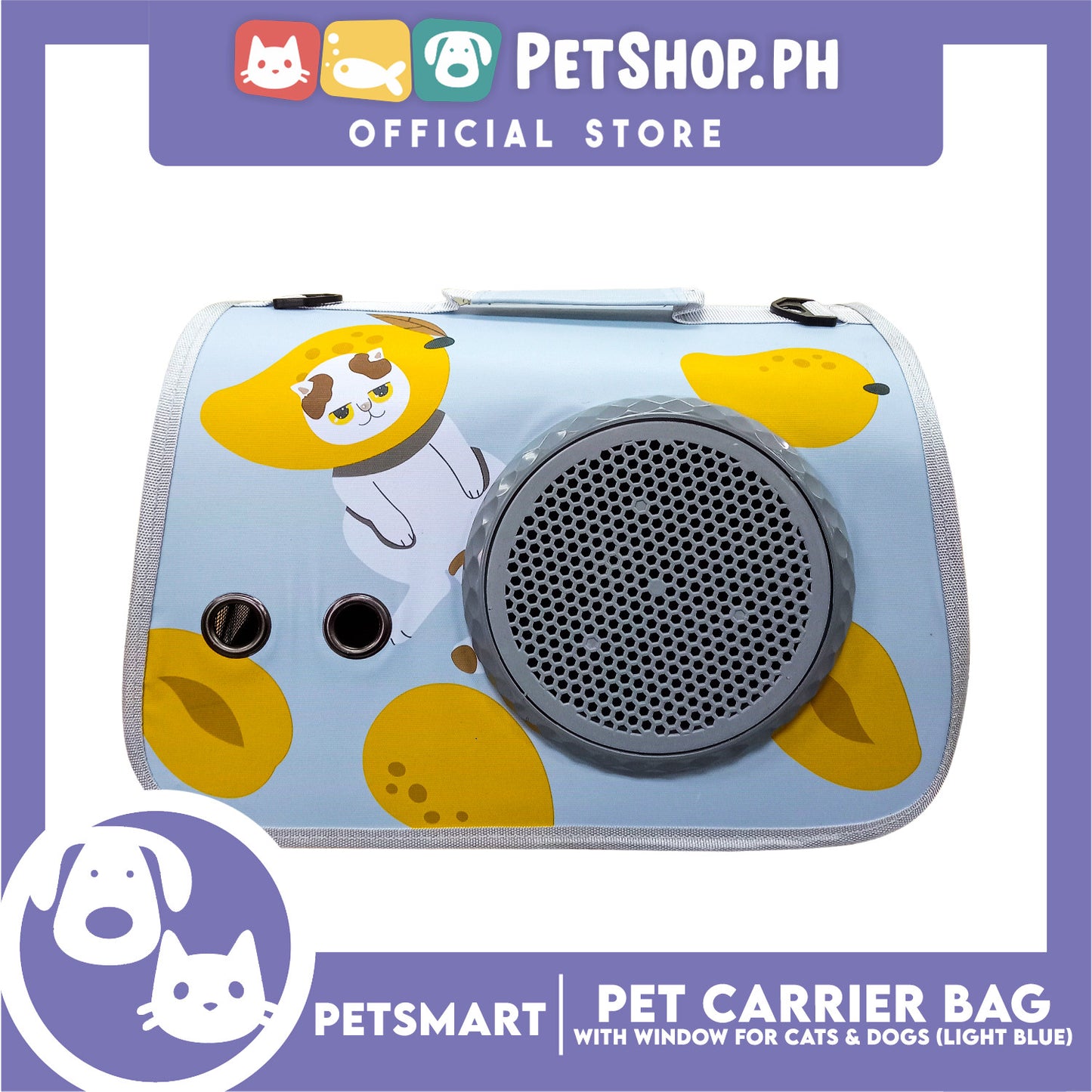 Pet Bag Carrier with Window for Cats and Dogs (Light Blue) 40cm x 27cm x 27cm