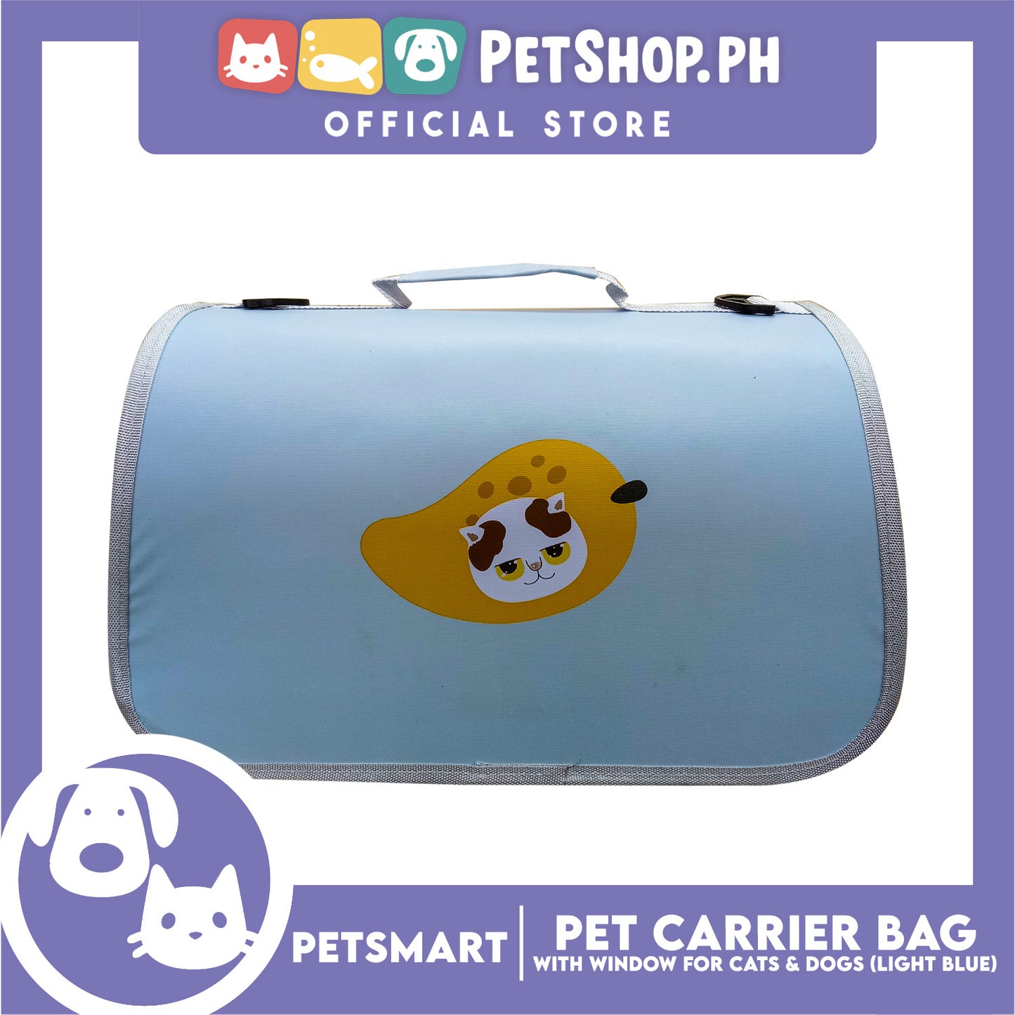 Pet Bag Carrier with Window for Cats and Dogs (Light Blue) 40cm x 27cm x 27cm
