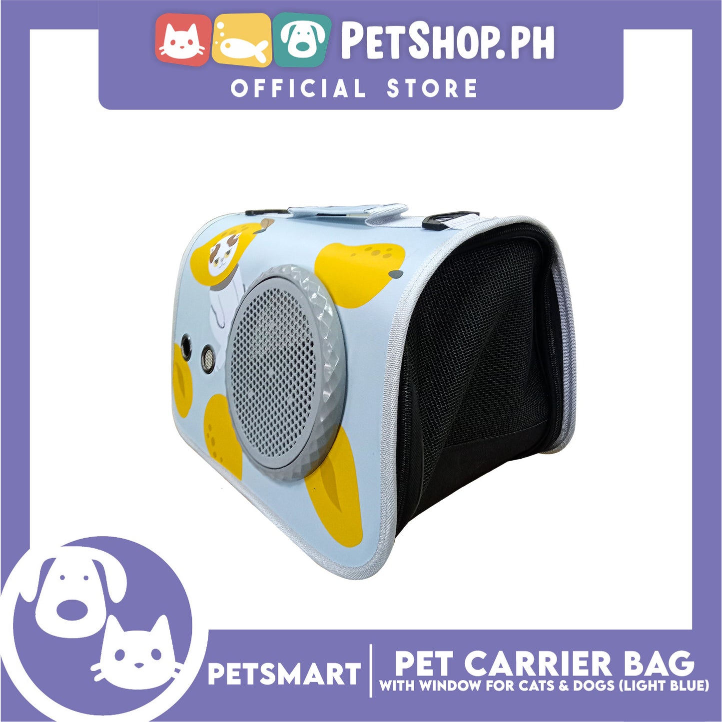 Pet Bag Carrier with Window for Cats and Dogs (Light Blue) 40cm x 27cm x 27cm