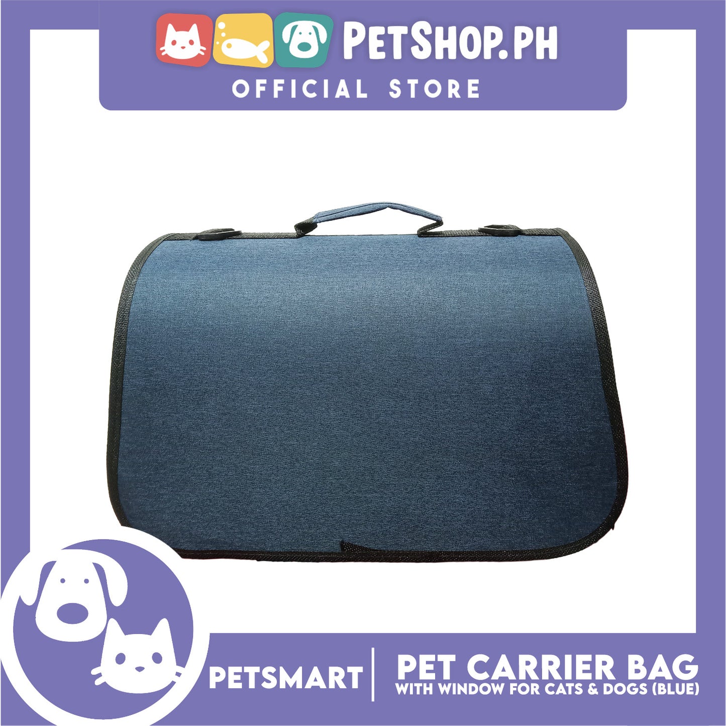 Pet Bag Carrier with Window for Cats and Dogs (Blue) 41cm x 26cm x 25cm