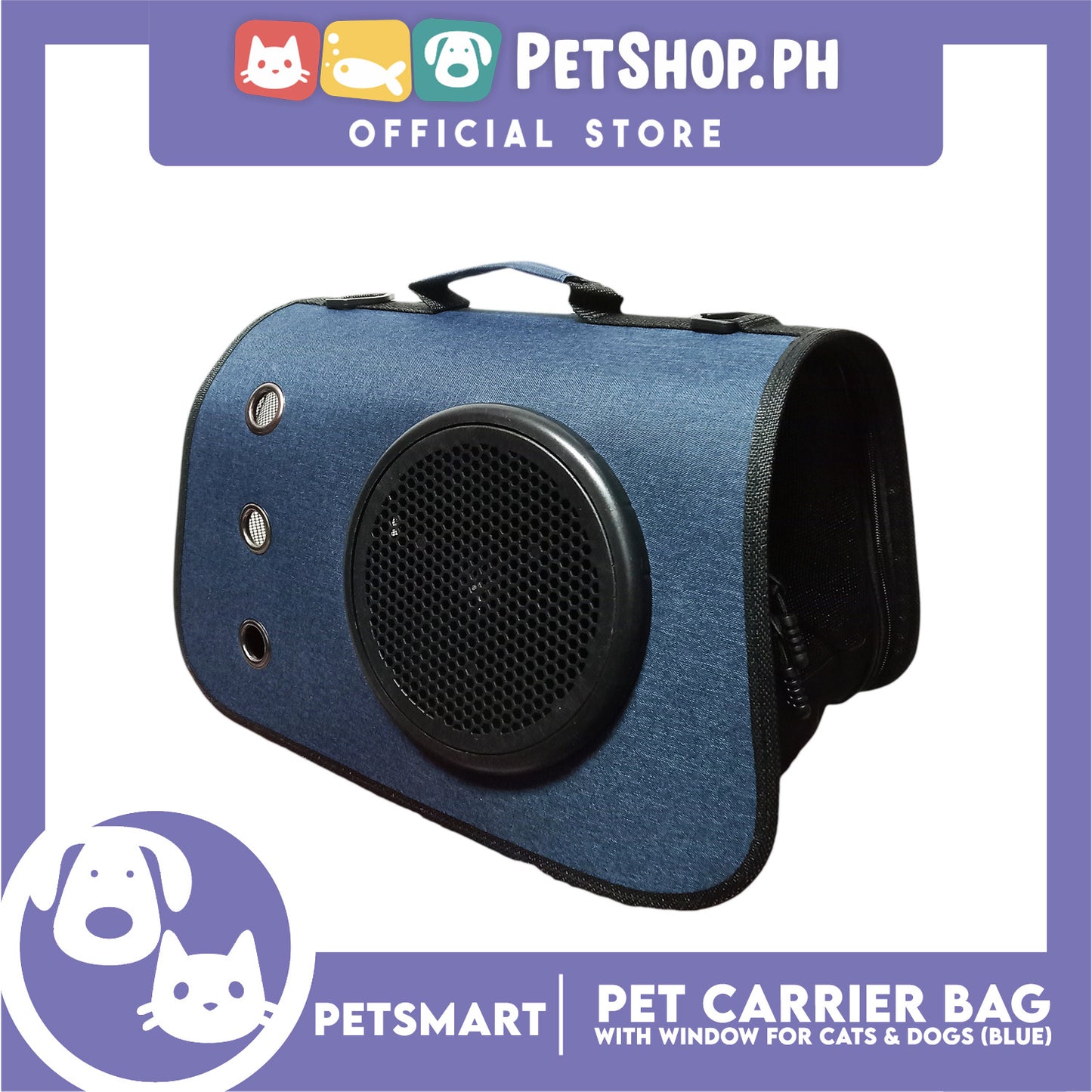 Pet Bag Carrier with Window for Cats and Dogs (Blue) 41cm x 26cm x 25cm