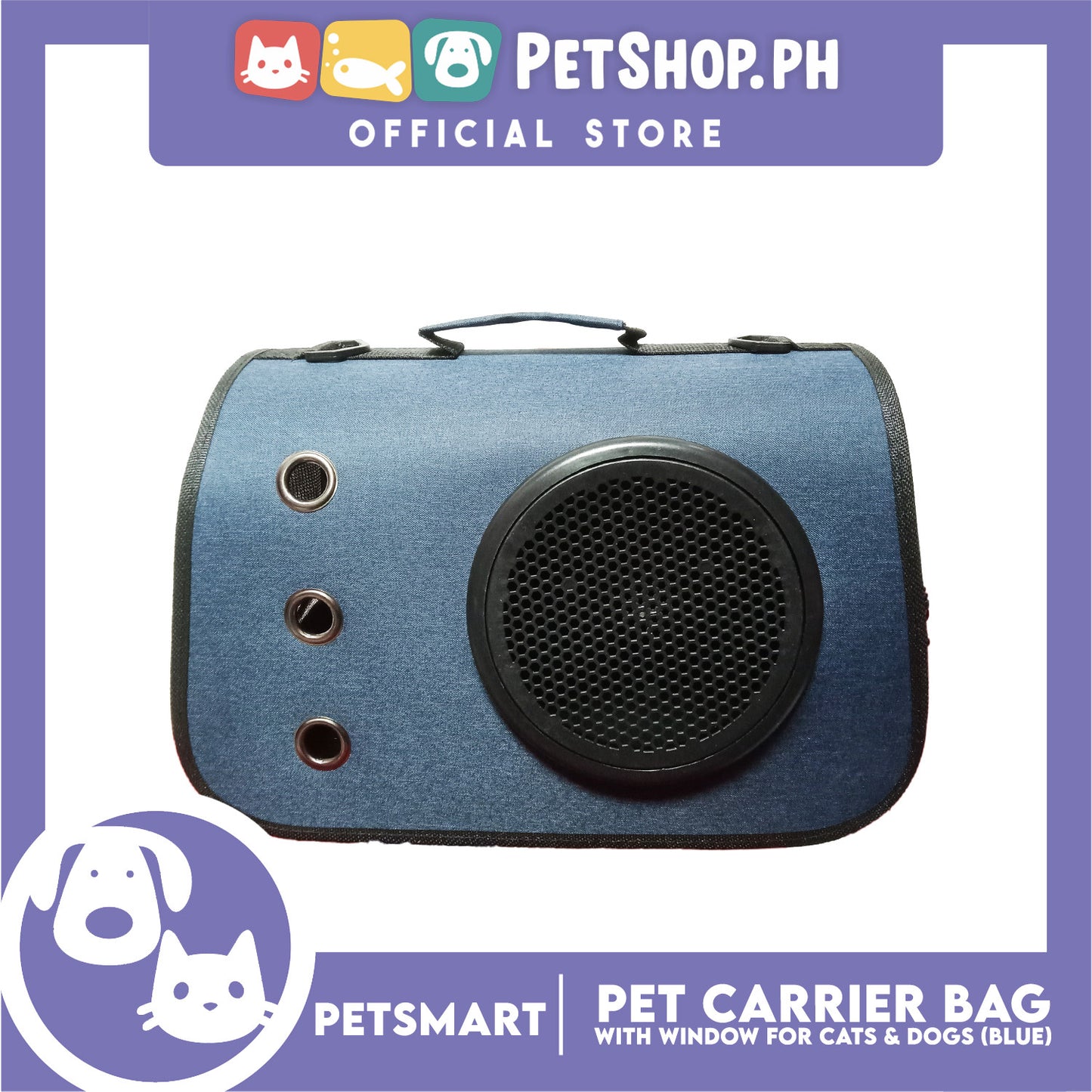 Pet Bag Carrier with Window for Cats and Dogs (Blue) 41cm x 26cm x 25cm