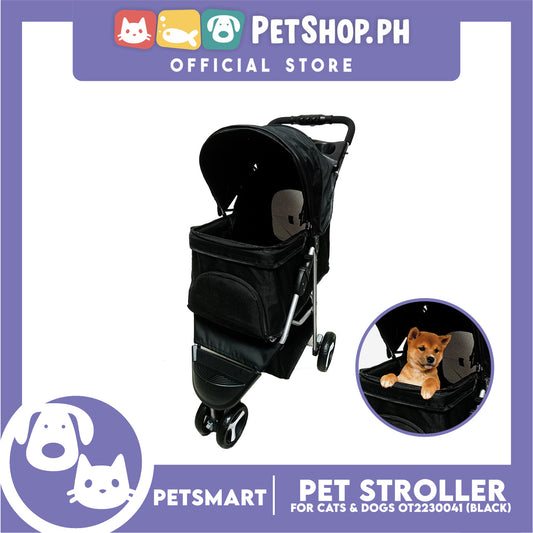 Pet Stroller 3 Wheels for Cats and Dogs, Black Color (OT2230041) 36cm x 73cm x 105cm