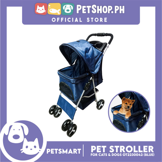 Pet Stroller 4 Wheels for Cats and Dogs, Blue Color (OT2230042) 36cm x 82cm x 105cm