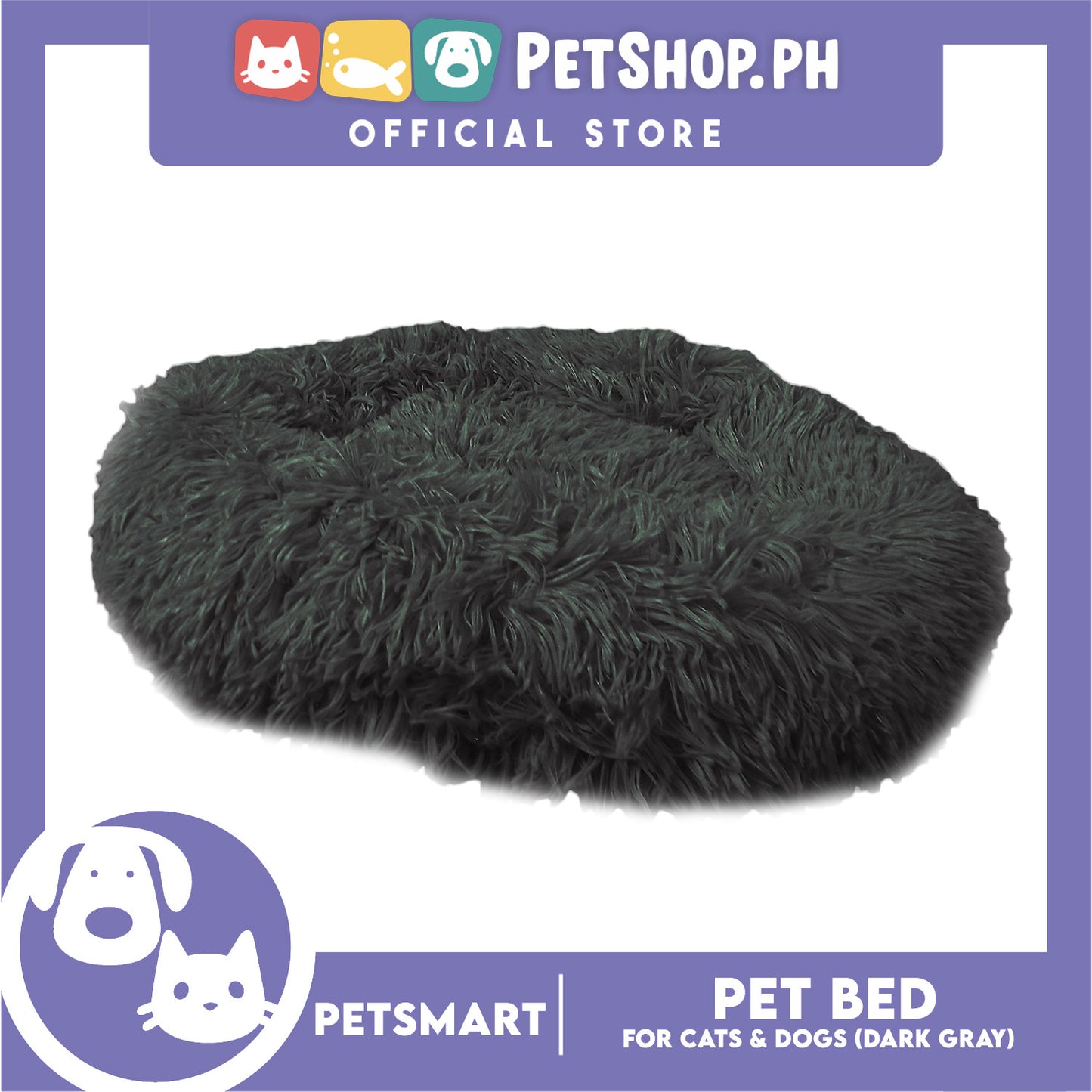 Pet Bed for Cats and Dogs (Dark Gray Color) Medium Size 55cm x 45cm x 8cm
