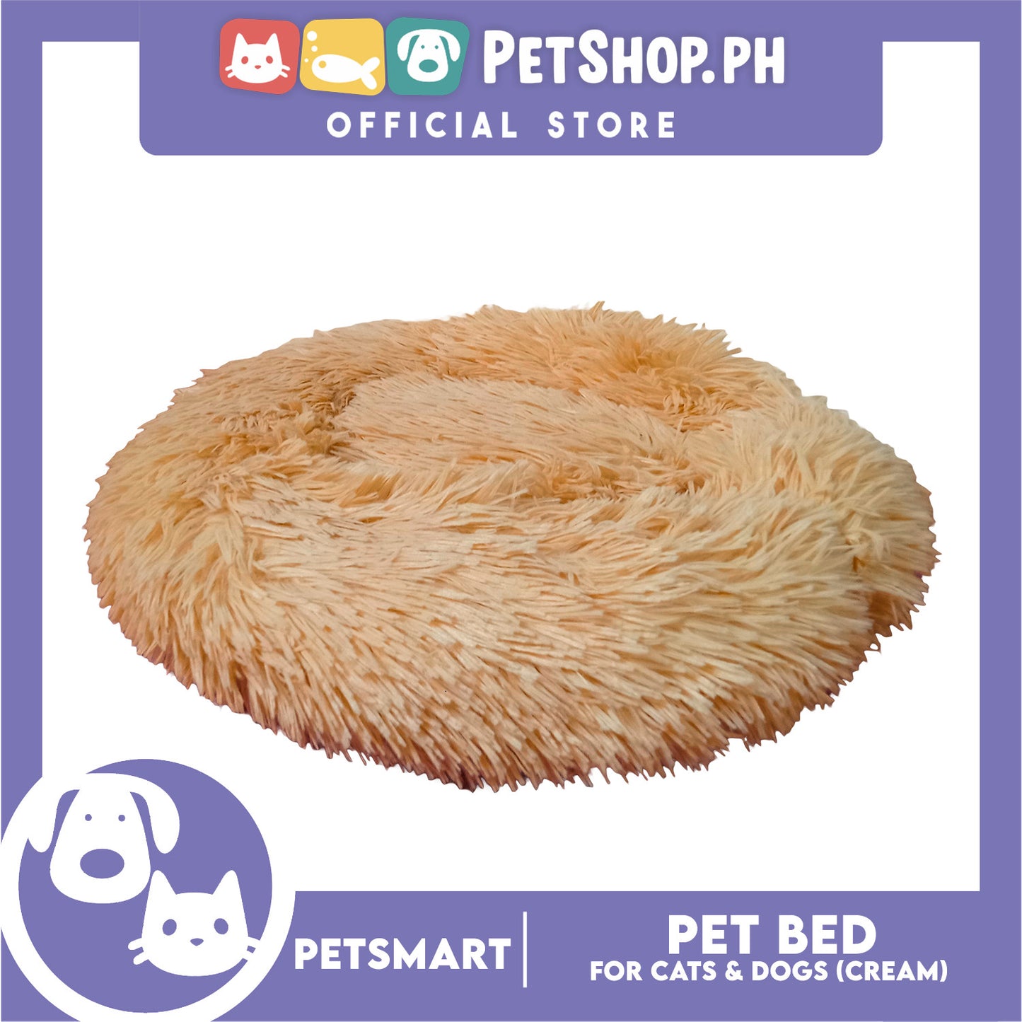 Pet Bed for Cats and Dogs (Cream Color) Medium Size 55cm x 45cm x 8cm