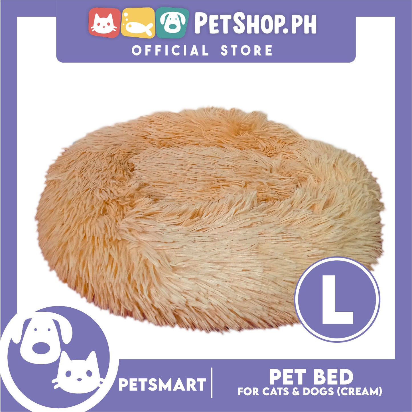 Pet Bed for Cats and Dogs (Cream Color) Large Size 63cm x 46cm x 8cm