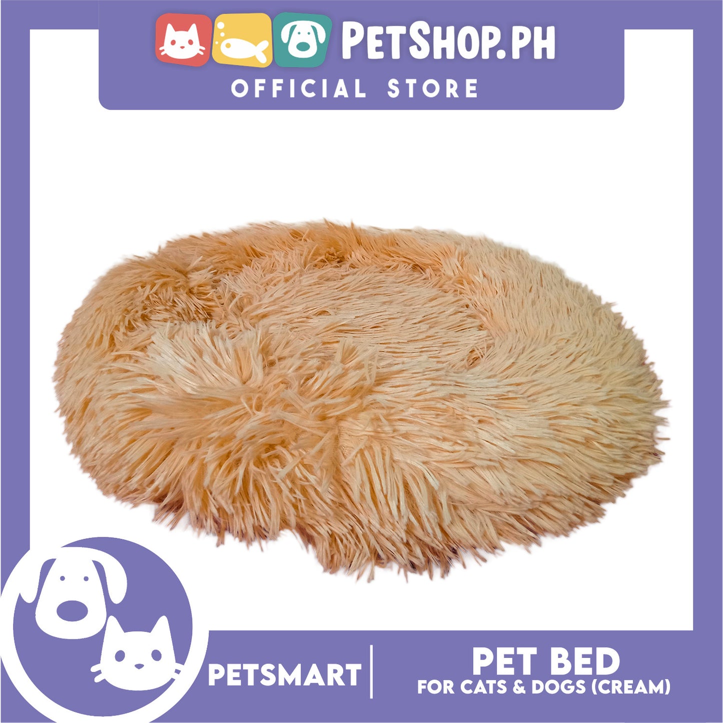 Pet Bed for Cats and Dogs (Cream Color) Large Size 63cm x 46cm x 8cm