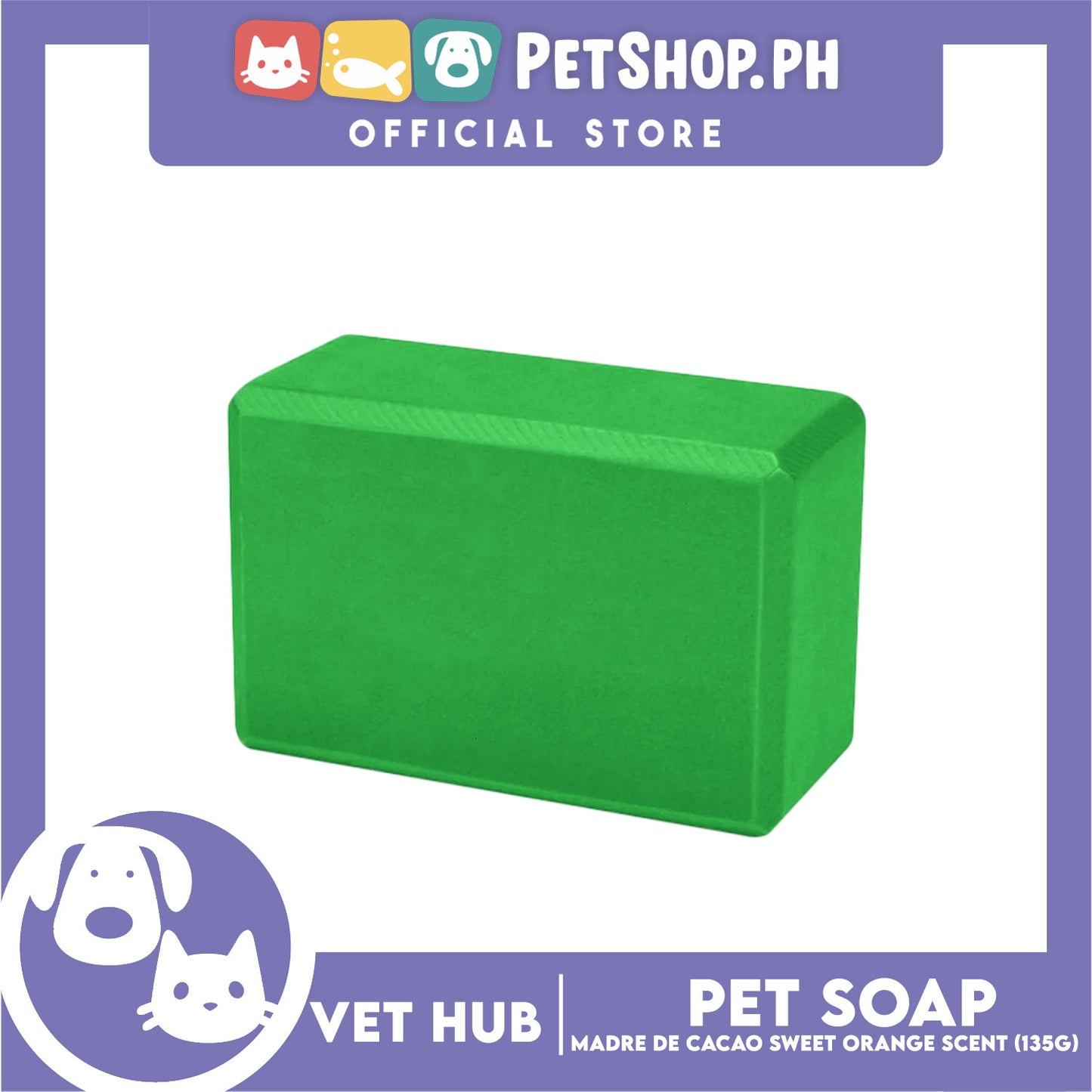 Vethub Madre De Cacao All Natural Soap for Cats and Dogs, 135g (Sweet Orange Scent)