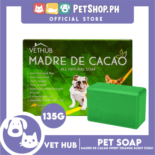 Vethub Madre De Cacao All Natural Soap for Cats and Dogs, 135g (Sweet Orange Scent)