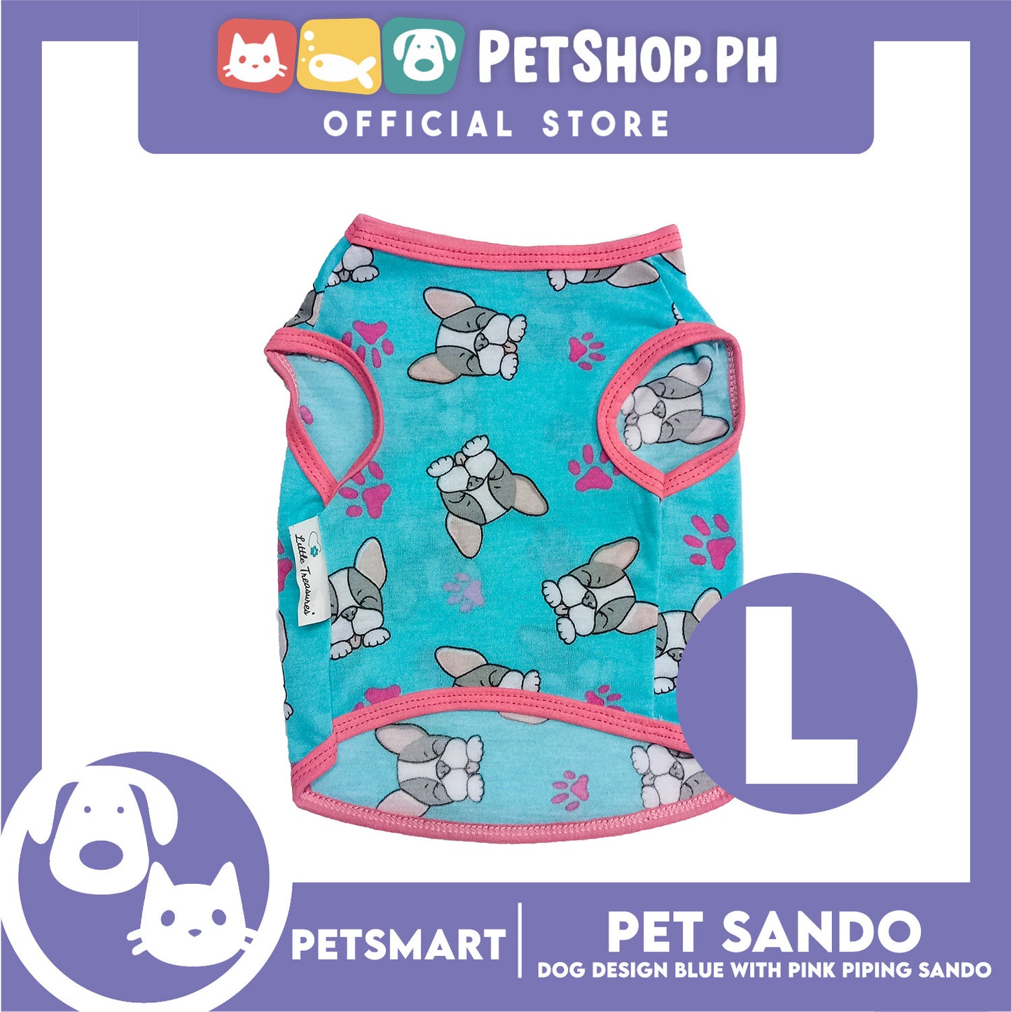 Pet Sando Dog Design Blue with Piping Color, Large Size (DG-CTN196L)