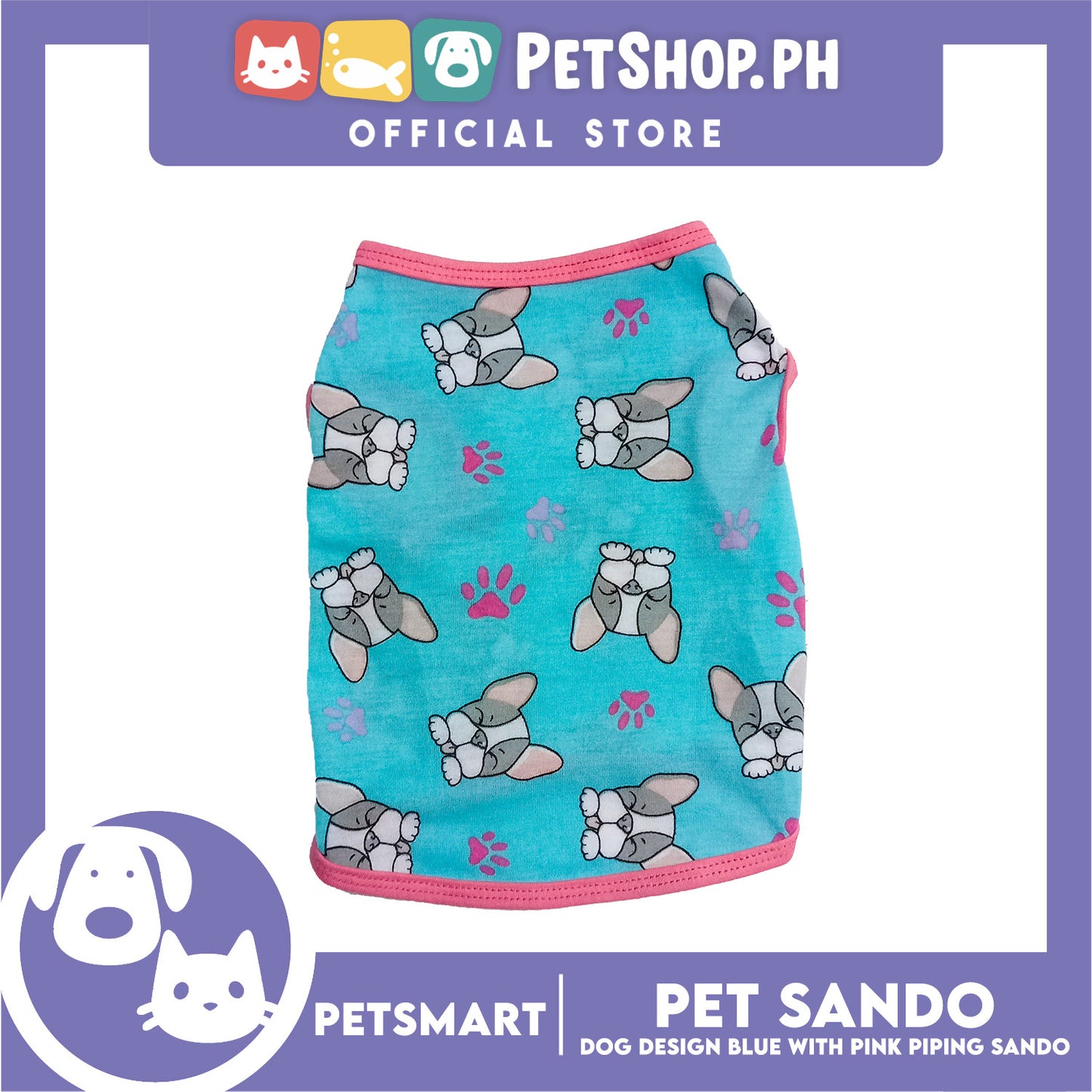 Pet Sando Dog Design Blue with Piping Color, Large Size (DG-CTN196L)