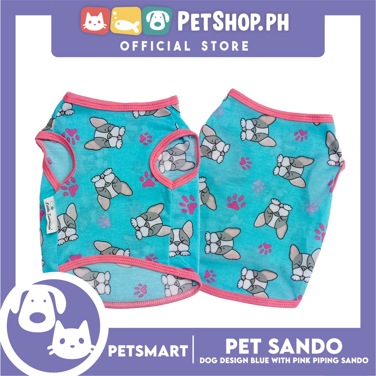 Pet Sando Dog Design Blue with Piping Color, Large Size (DG-CTN196L)