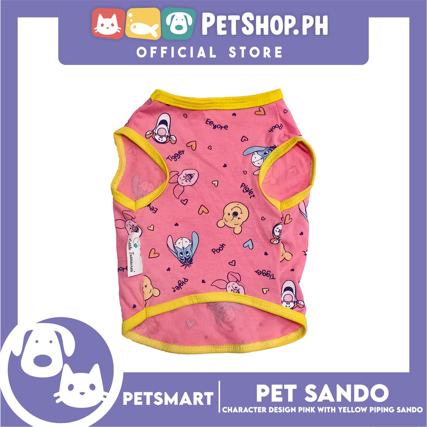 Pet Sando Character Design, Pink with Yellow Piping Color, Medium Size (DG-CTN197M)