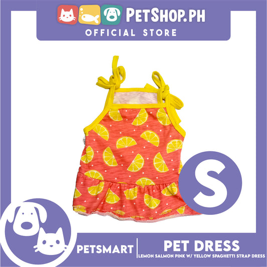 Pet Dress Lemon Salmon Pink with Yellow Spaghetti Strap Design, Small Size (DG-CTN202S)