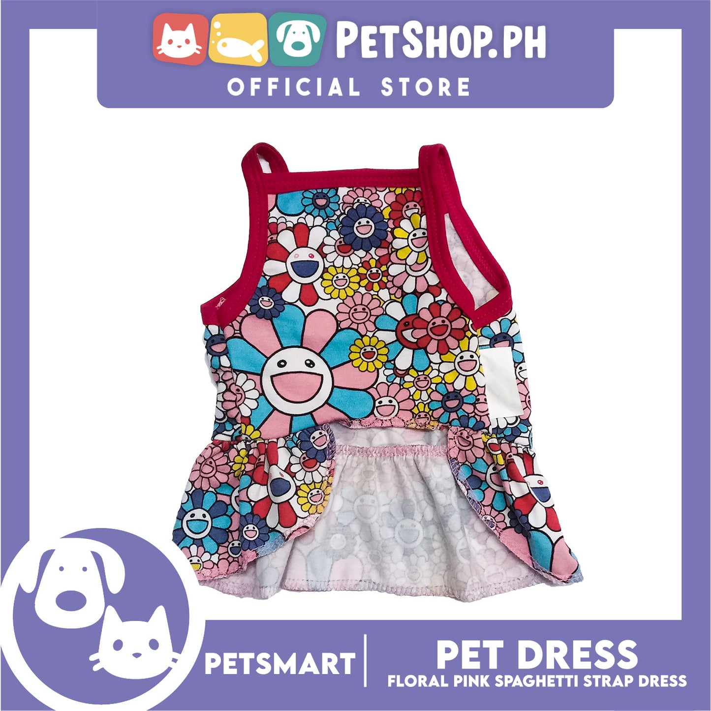 Pet Dress Floral Pink Spaghetti Strap Design, Large Size (DG-CTN203L)