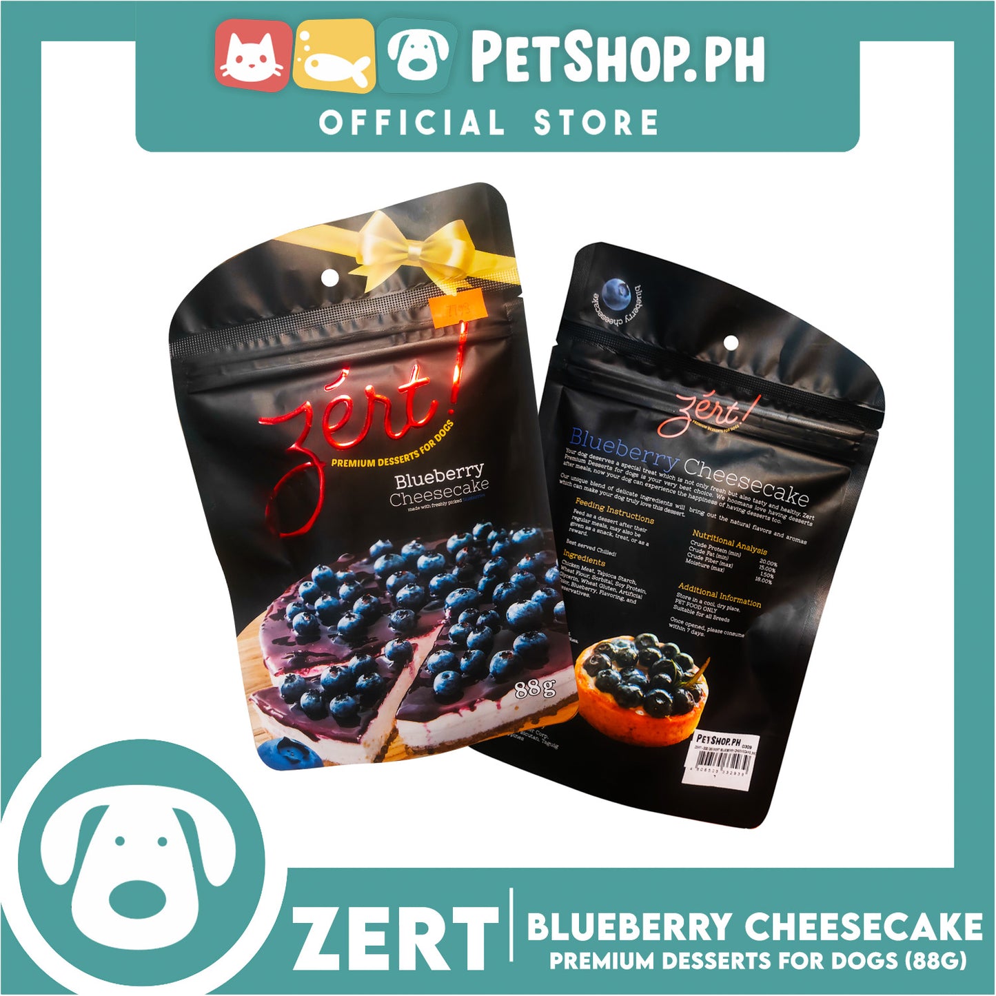 Zert Premium Desserts For Dogs 88g (Blueberry Cheesecake)