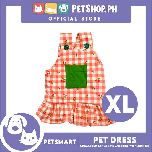 Pet Dress Checkered Tangerine Cherries with Jumper Design, XL Size (DG-CTN211XL)