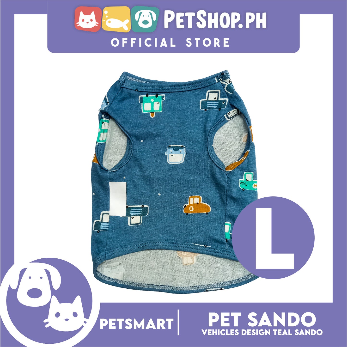 Pet Sando Vehicles Design Teal Color, Large Size (DG-CTN206L)