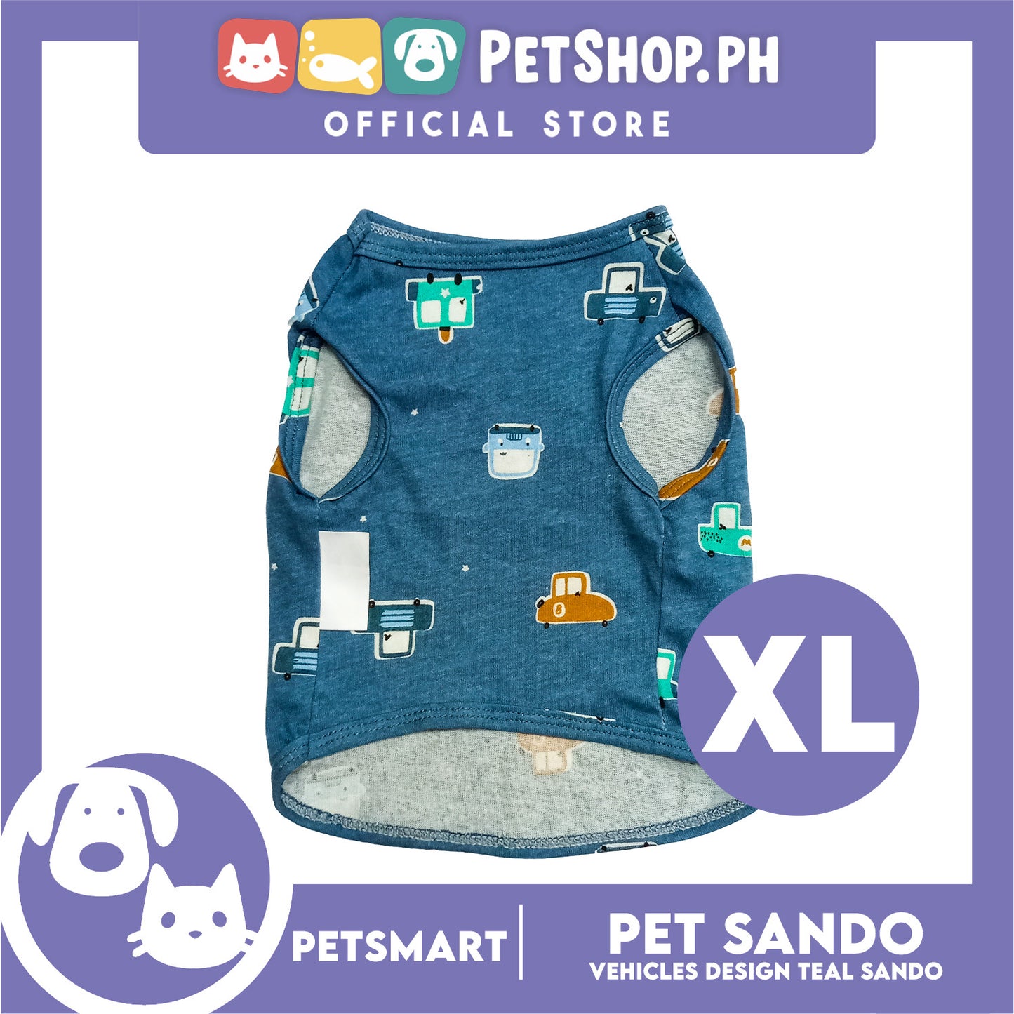 Pet Sando Vehicles Design Teal Color, XL Size (DG-CTN206XL)