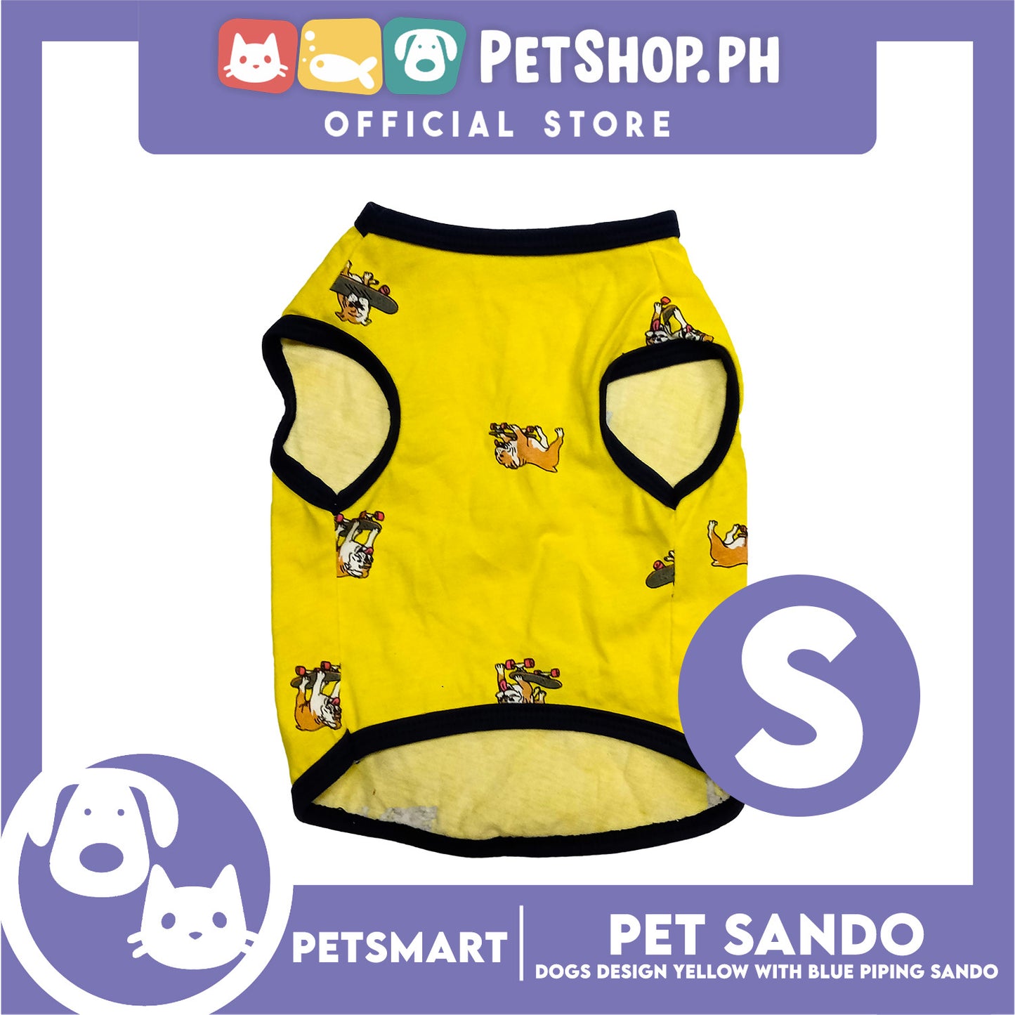 Pet Sando Yellow with Blue Piping Sando, Small Size (DG-CTN207S)