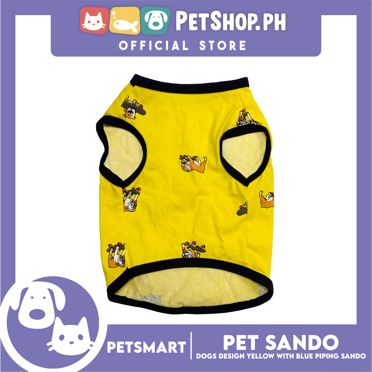 Pet Sando Yellow with Blue Piping Sando, XL Size (DG-CTN207XL)