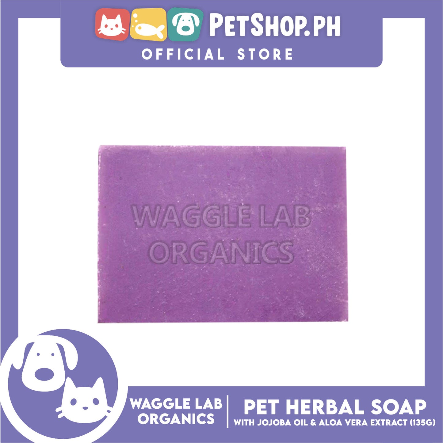 Waggle Lab Organics Pet Herbal Soap with Jojoba Oil and Aloe Vera Extract 135g
