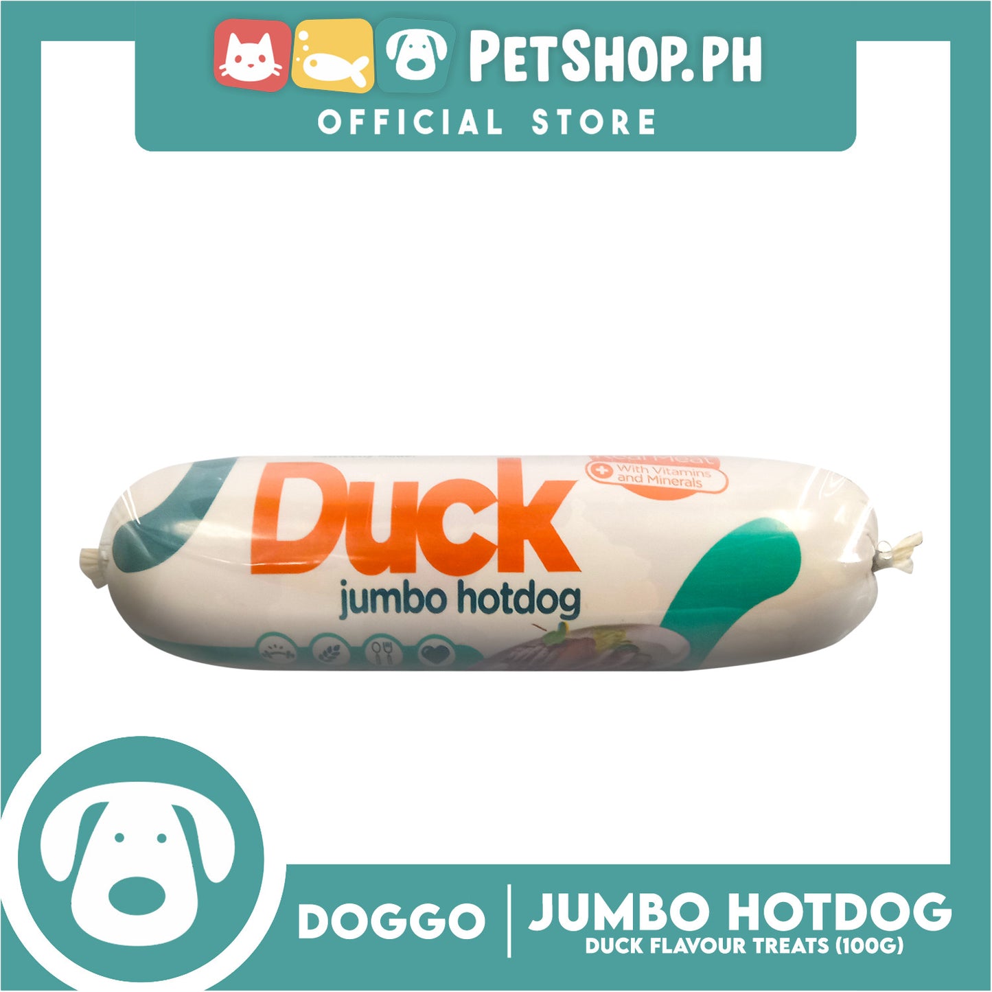 Doggo Jumbo Hotdog Duck Flavor Dog Treats (100g)