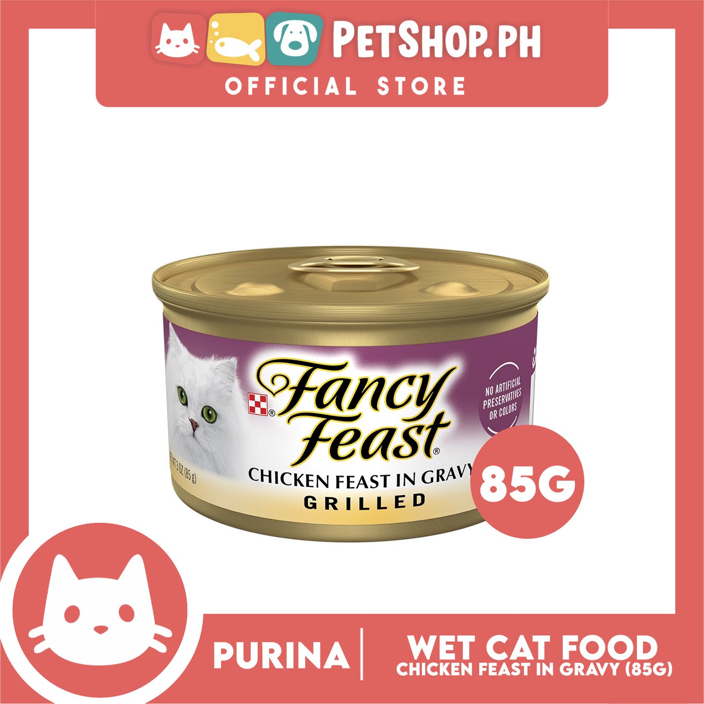 Purina Fancy Feast Grilled Chicken Feast in Gravy Adult Wet Cat Food In Can 85g