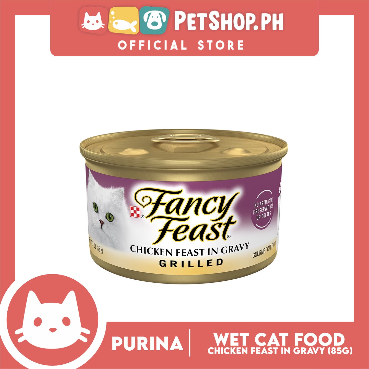 Purina Fancy Feast Grilled Chicken Feast in Gravy Adult Wet Cat Food In Can 85g