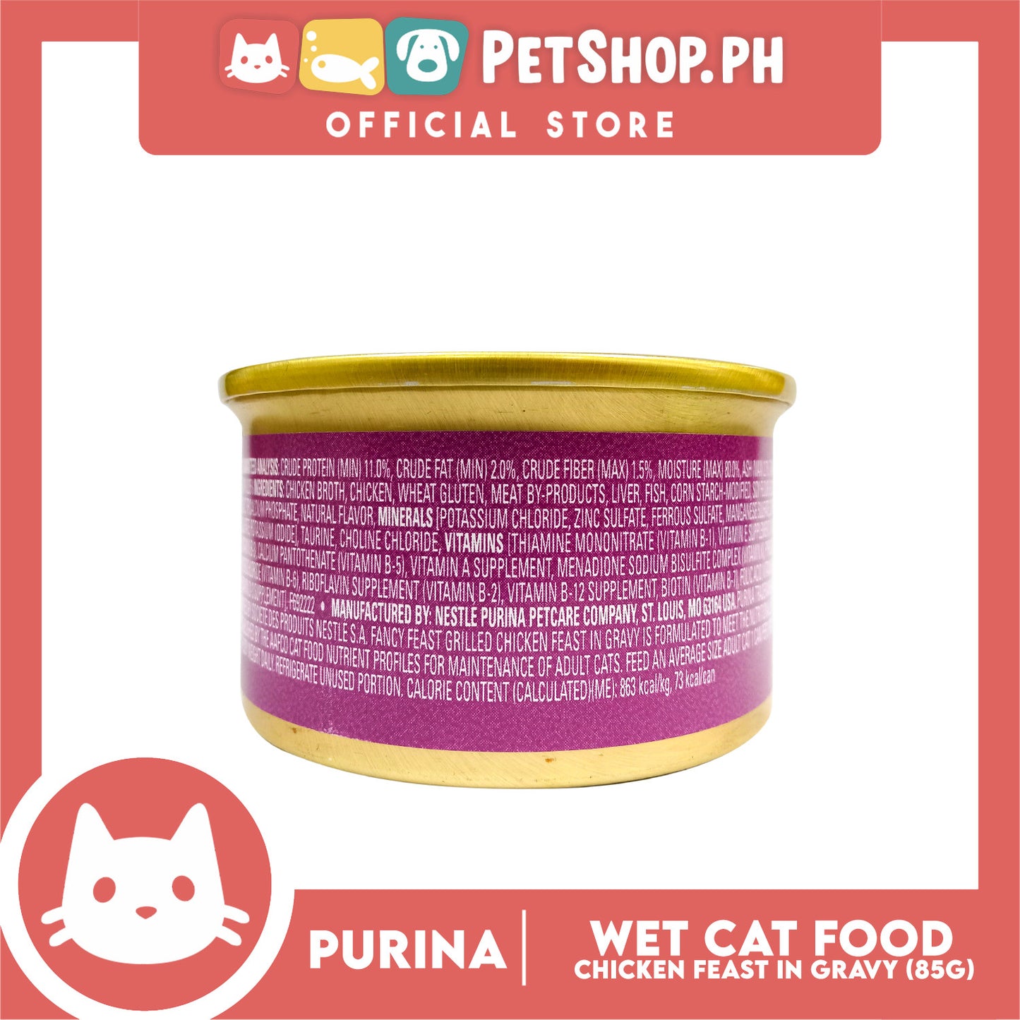 Purina Fancy Feast Grilled Chicken Feast in Gravy Adult Wet Cat Food In Can 85g