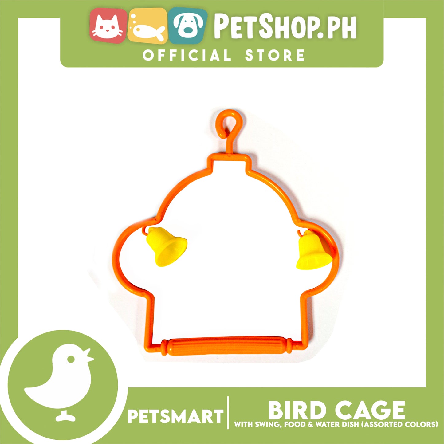 Bird Cage with Swing, Food and Water Dish #1001 (Assorted Color) , 30cm x 23cm x 40cm