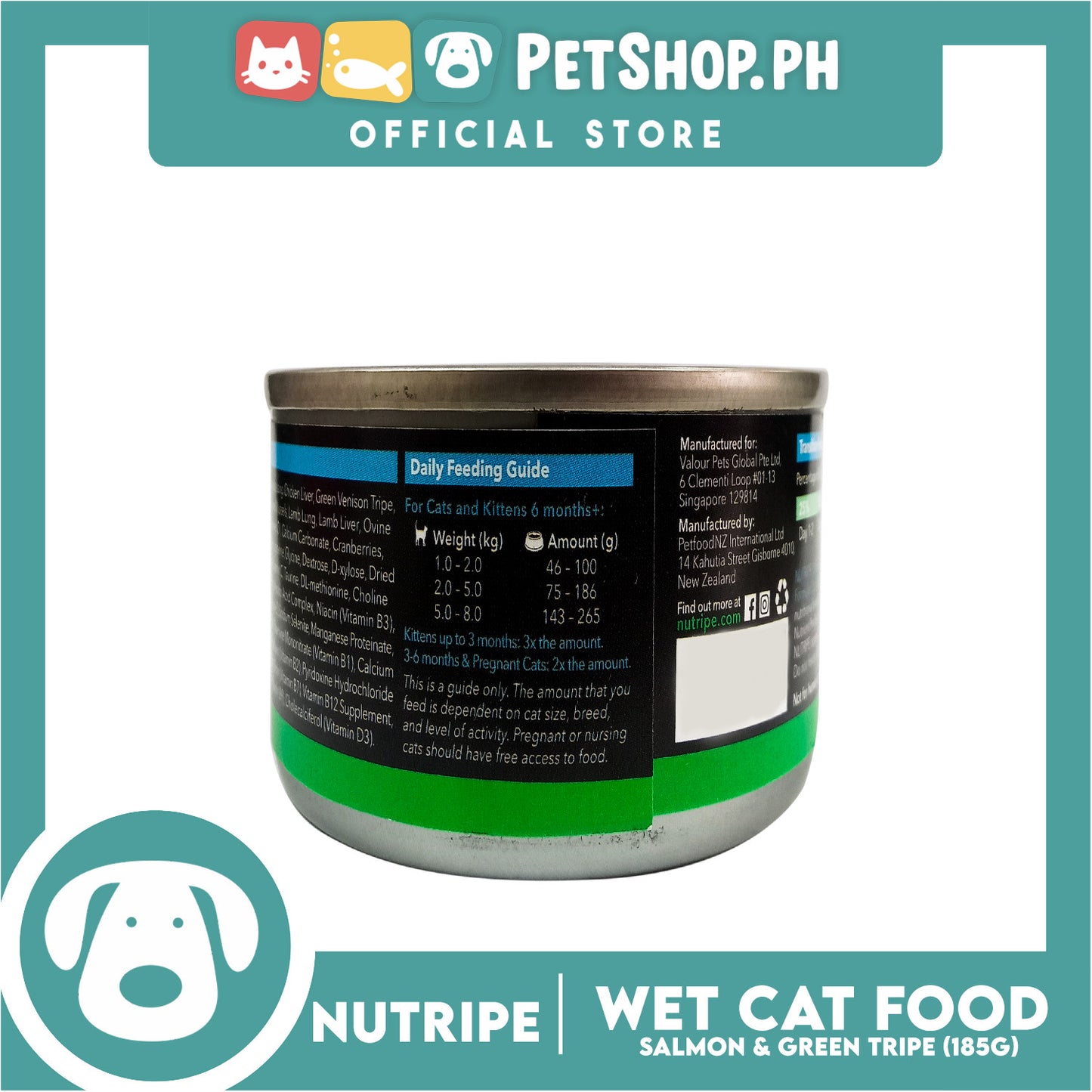Nutripe Salmon and Green Tripe Pure (Gum-free) 185g Dog Wet Food for All Life Stages