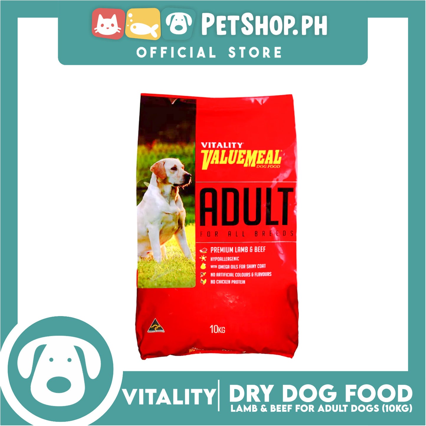 Vitality Valuemeal Premium Lamb and Beef 10kg for Adult Dog Food All Breeds