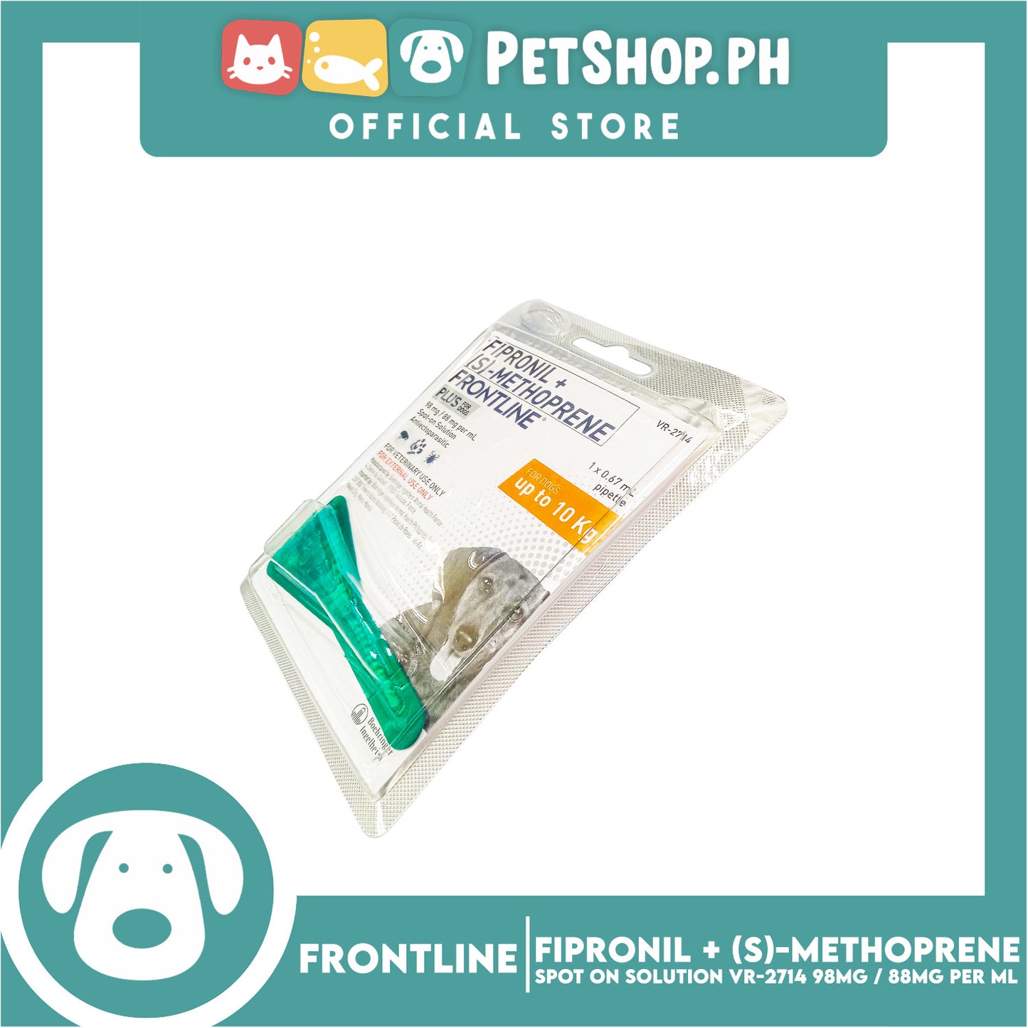 Frontline Plus For Dogs (2-10kg) 1 Pipette 0.67ml Anti Tick And Flea Spot-On Anti Itch Safe For Lactating and Pregnant Dogs No Prescription Required