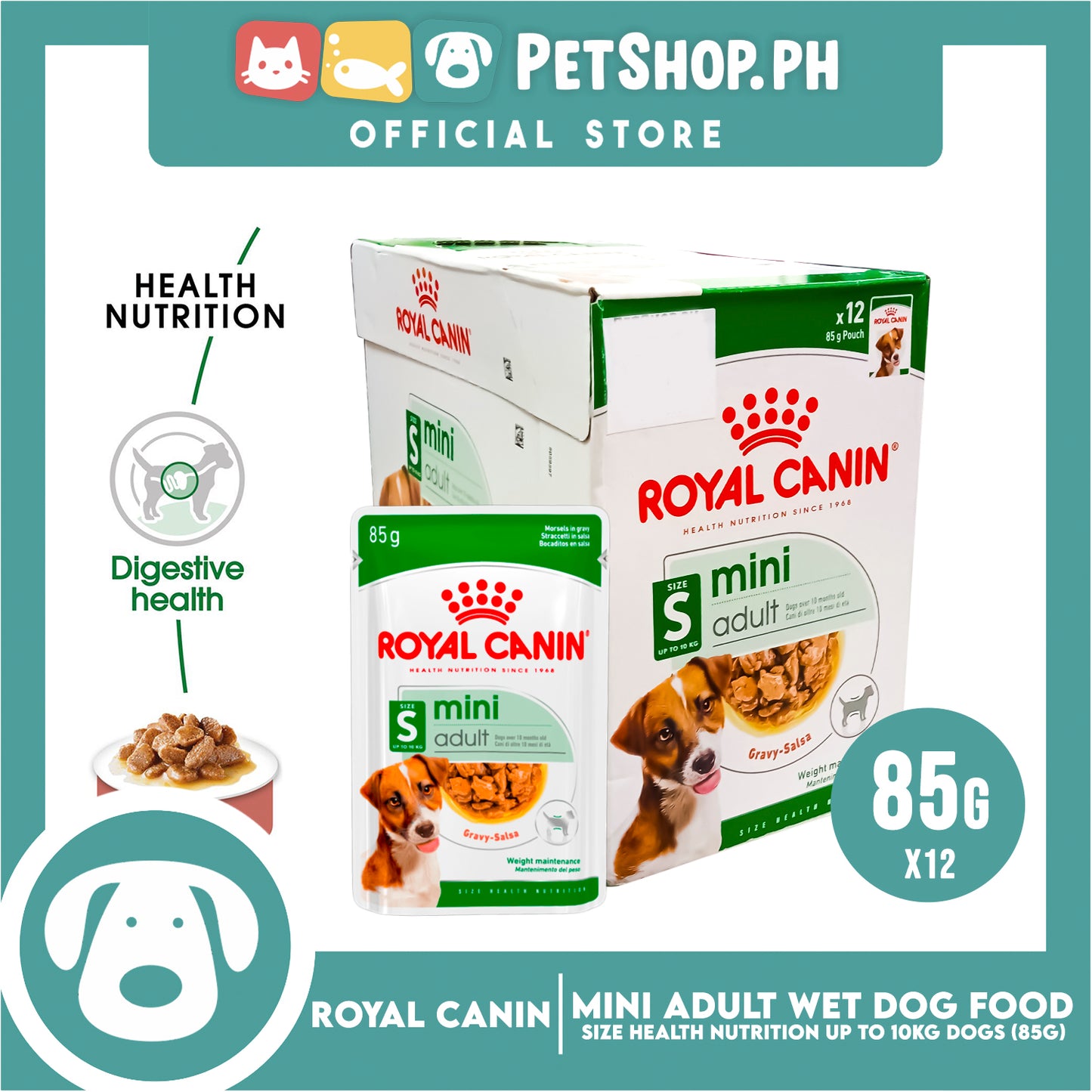 Royal Canin Mini Adult (85g x 12 pouches) Wet Dog Food - Size Health Nutrition