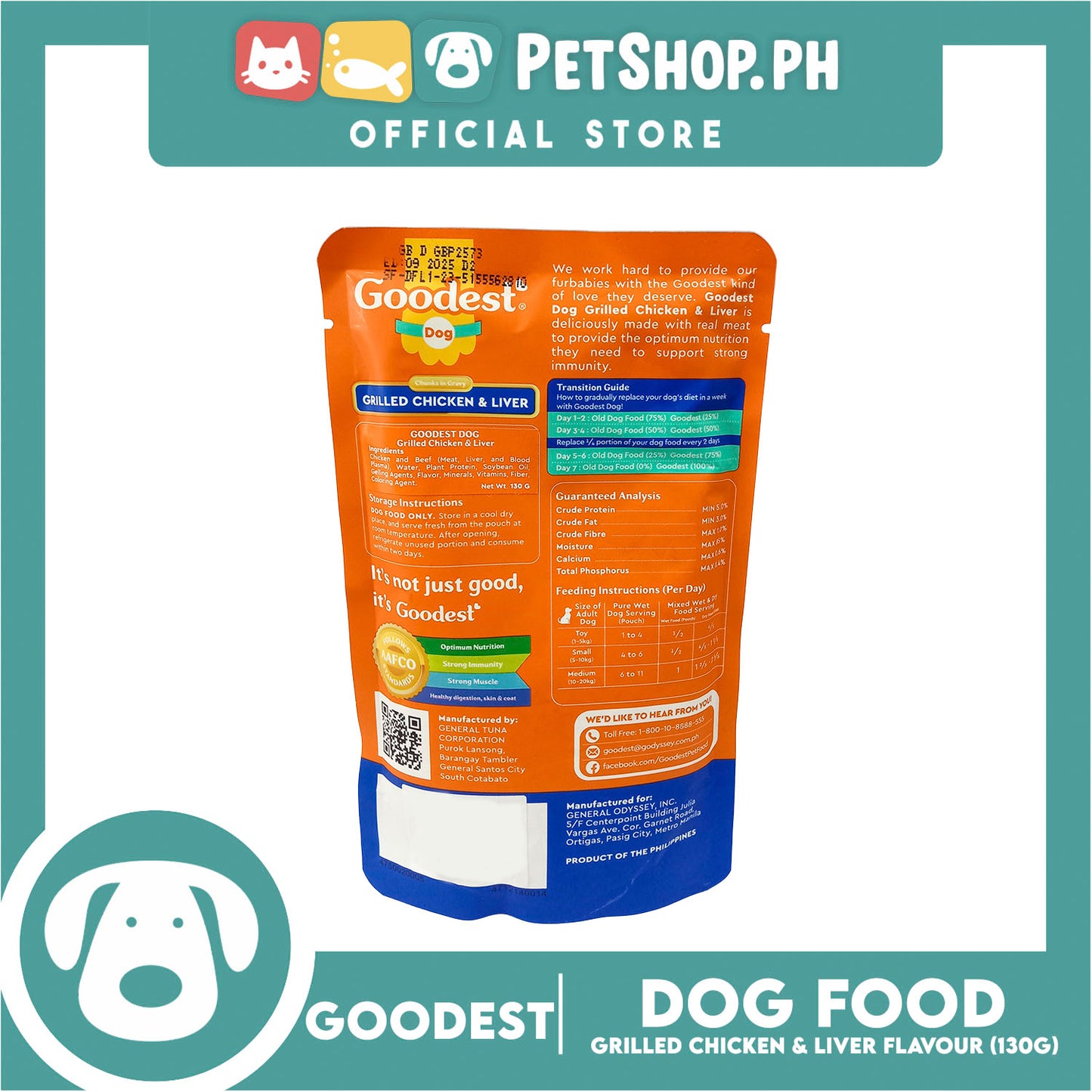 2pcs Goodest Dog Chunks in Gravy Grilled Chicken and Liver 130g Wet Dog Food Pouch