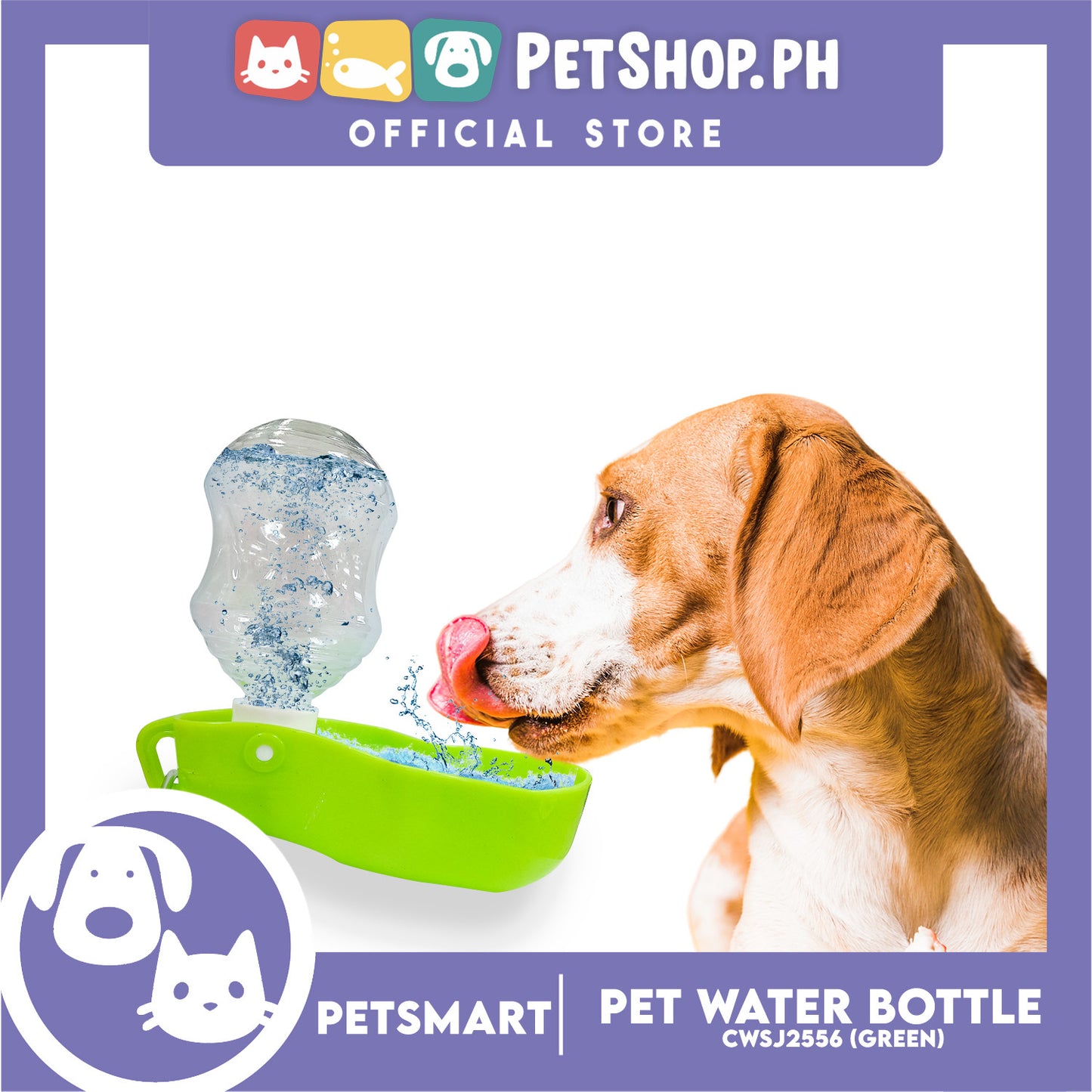 Pet Portable Drinking Cup Bottle Water Dispenser for Dogs Foldable CWSJ2556 (Green)