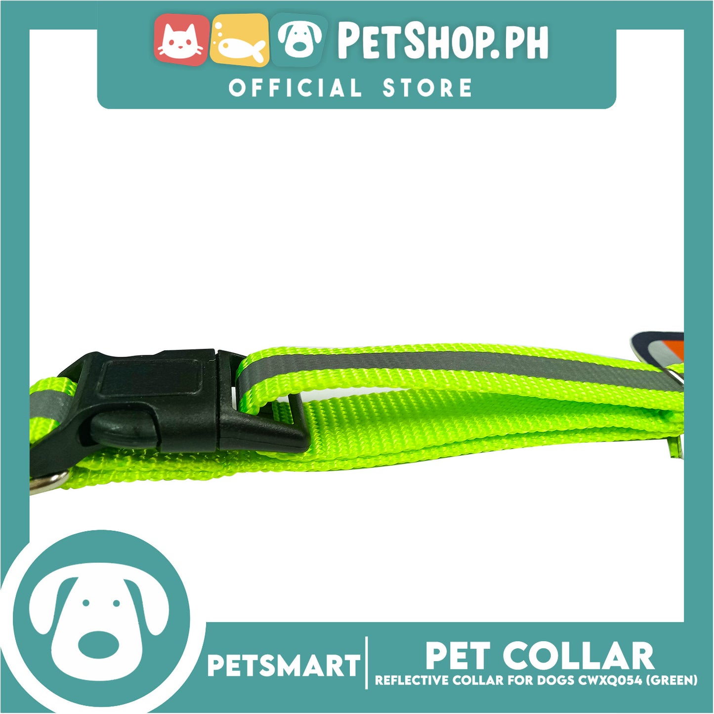 Pet Collar Reflective For Dogs (Green)with Bell CWXQ054