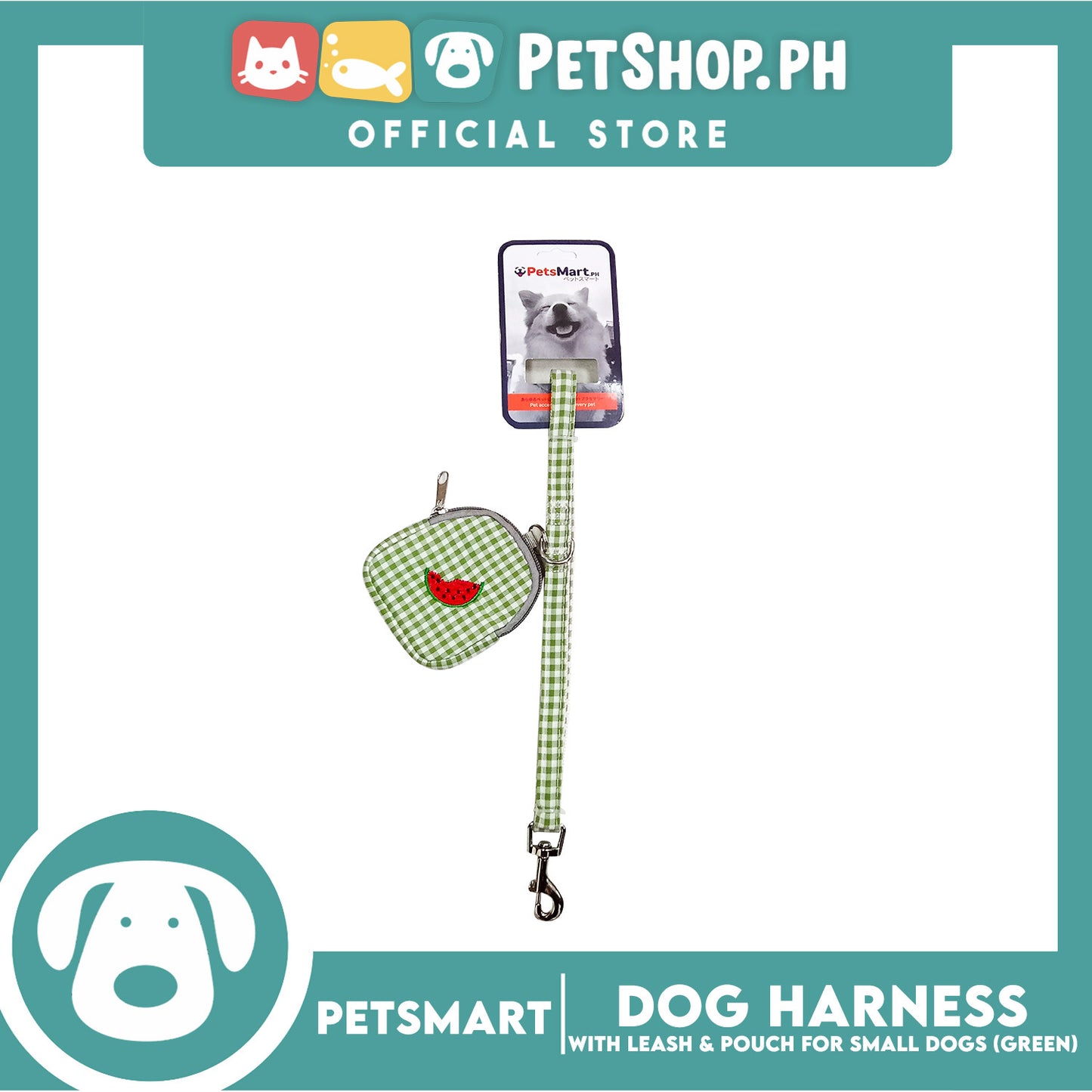 Pet Harness with Pouch and Leash for Small Dogs (Green) QYS866