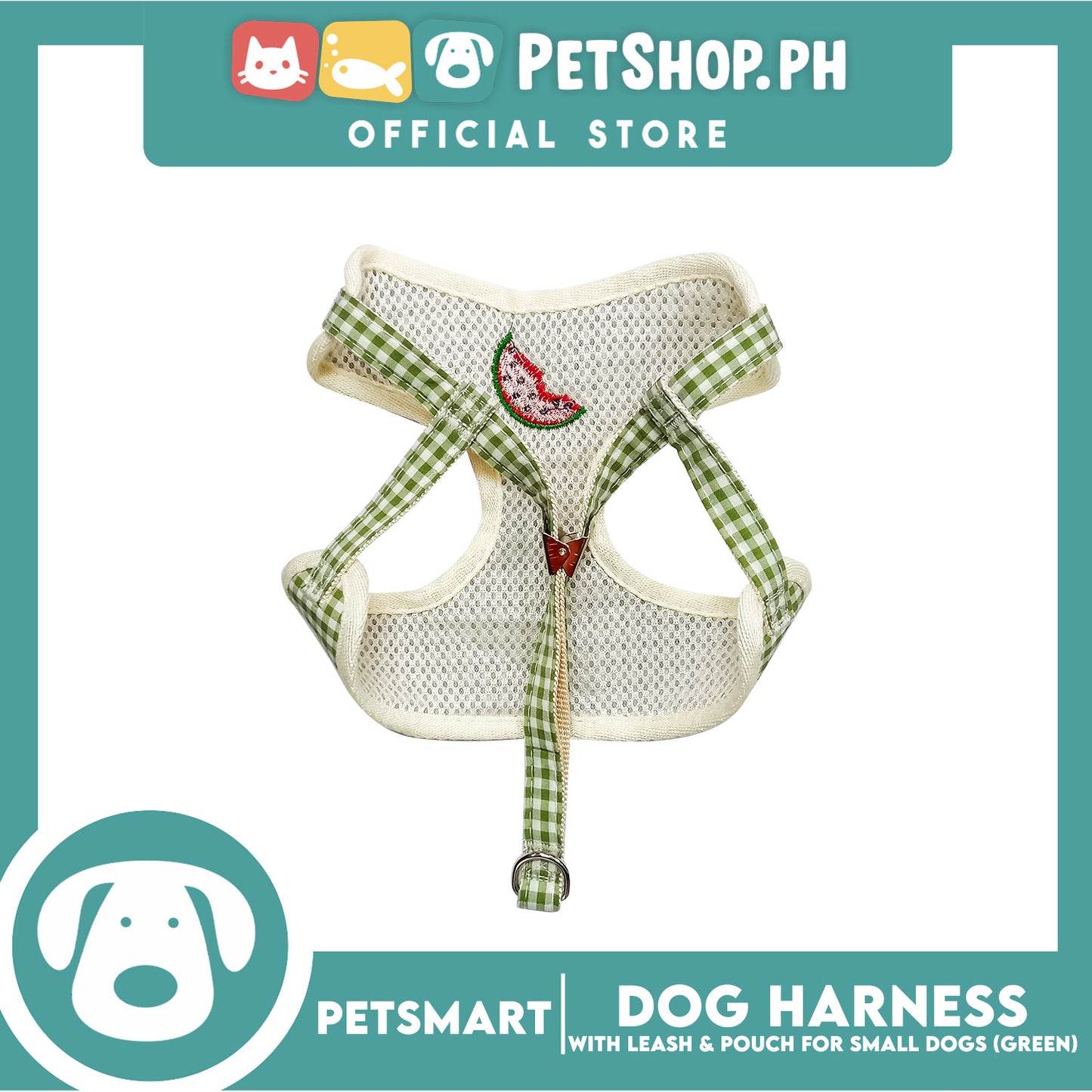 Pet Harness with Pouch and Leash for Small Dogs (Green) QYS866