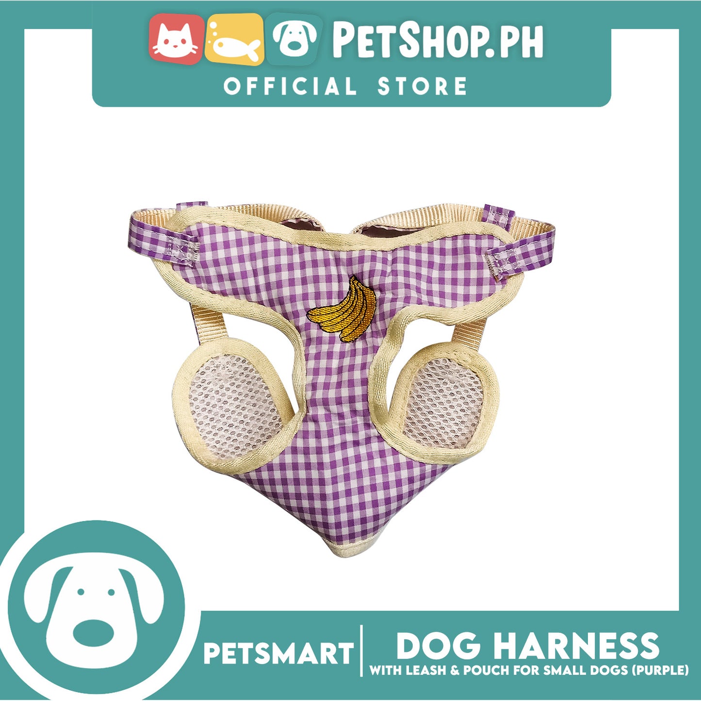 Pet Harness with Pouch and Leash for Small Dogs (Purple) QYS866