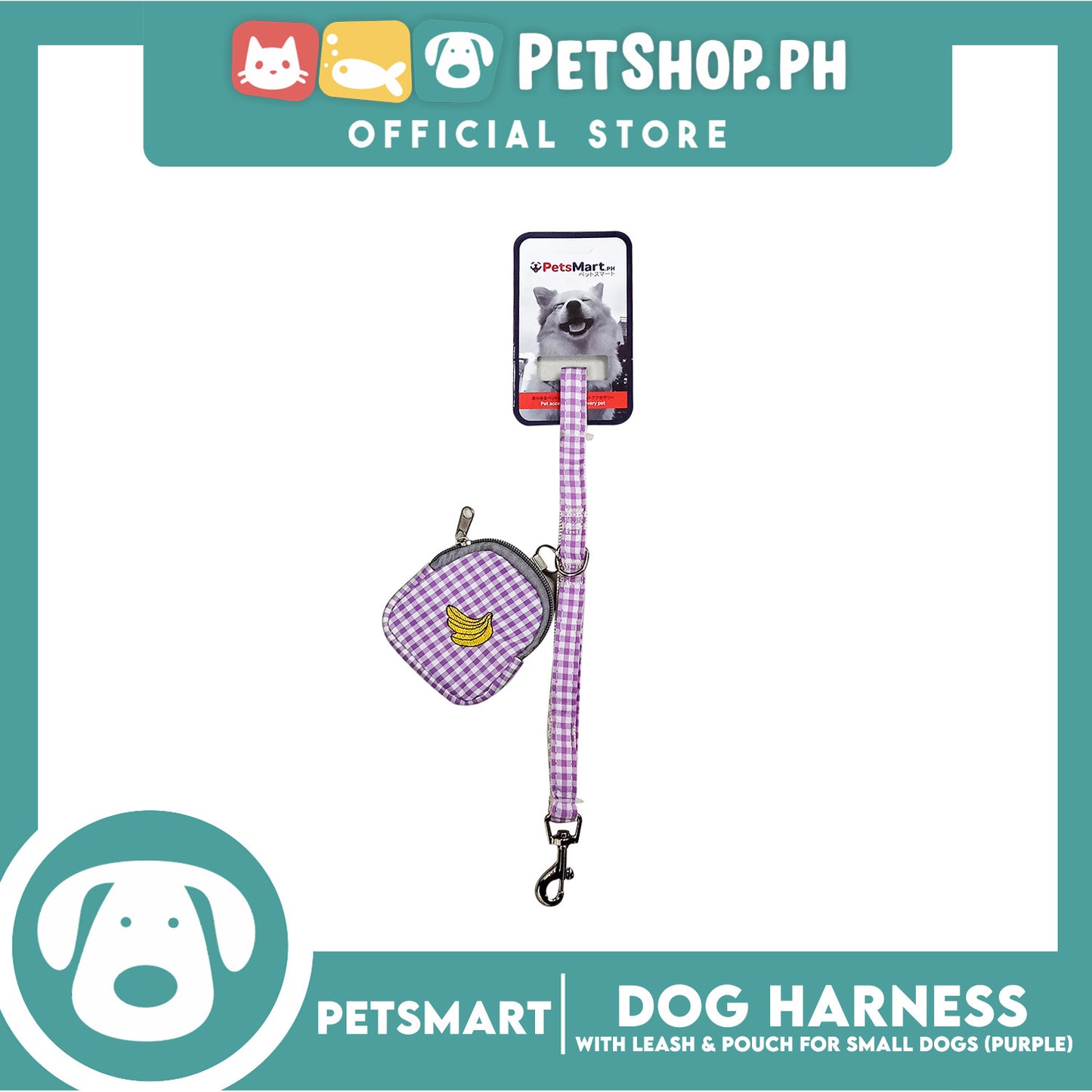 Pet Harness with Pouch and Leash for Small Dogs (Purple) QYS866